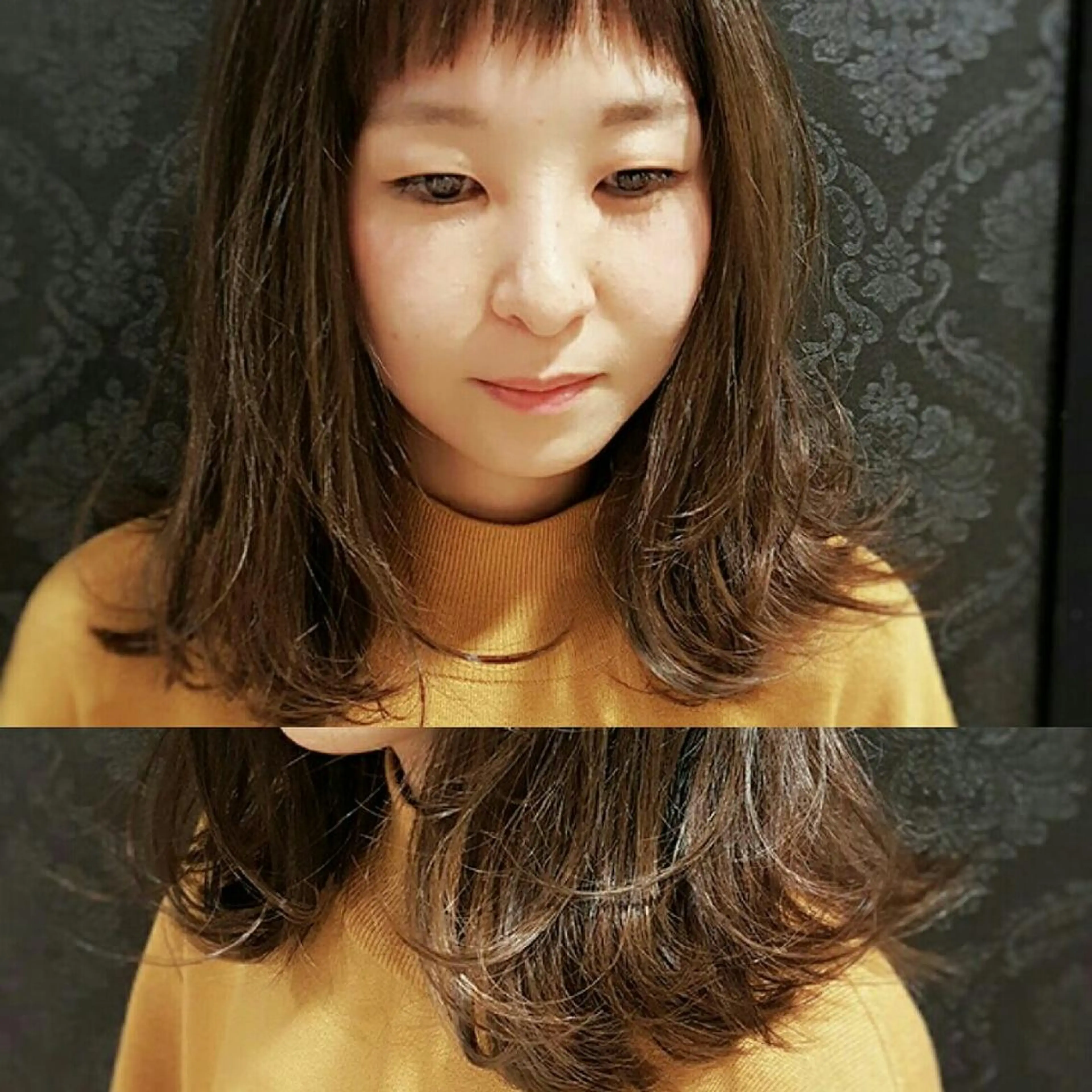 ミディアム カラー ヘアアレンジ ベージュカラー ハイライトカラー ボブ ハイライト 外ハネヘア 秋山 幸太のヘアスタイル