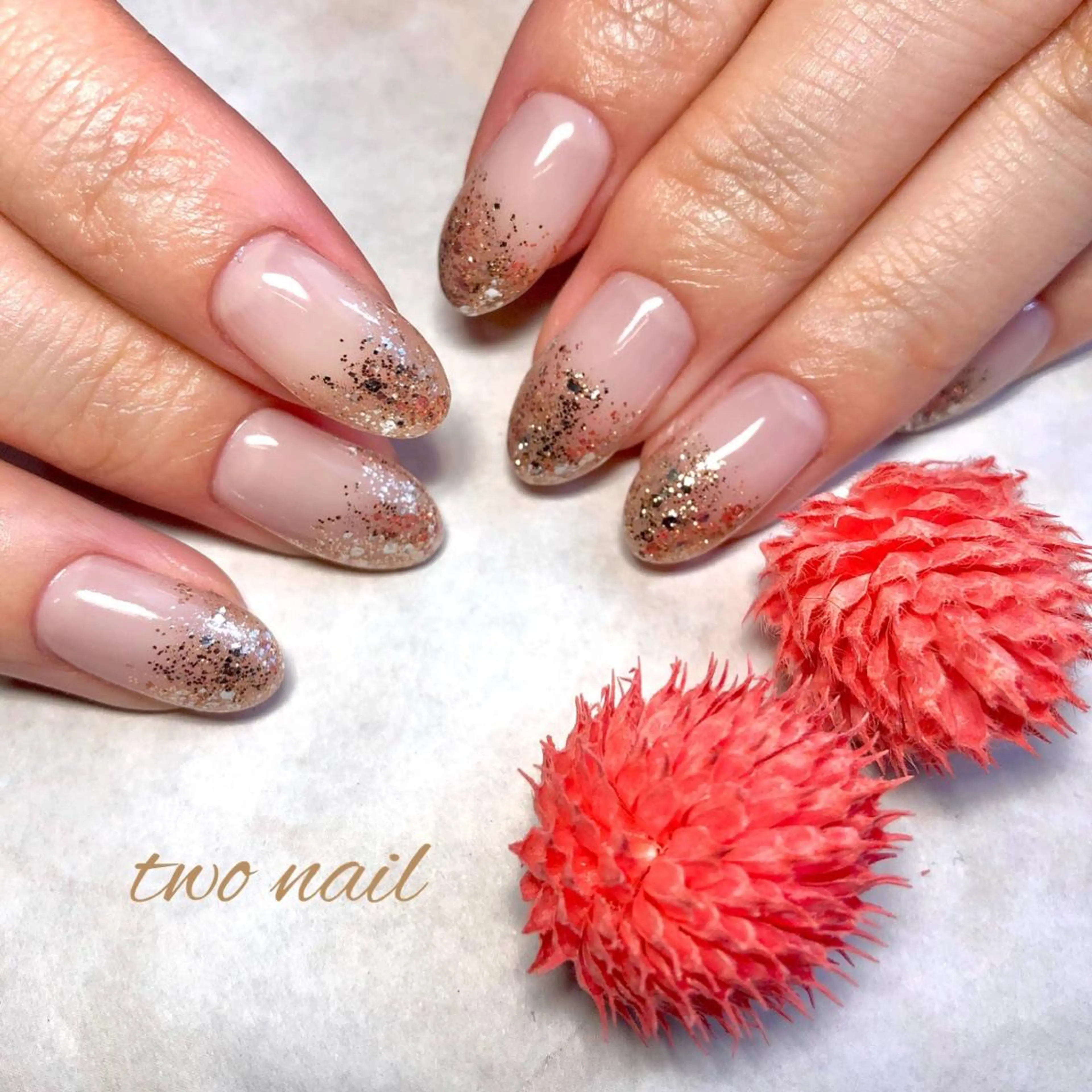 ネイル フットネイル ハート ラメ(グリッター) ハンドネイル two nailのネイルデザイン