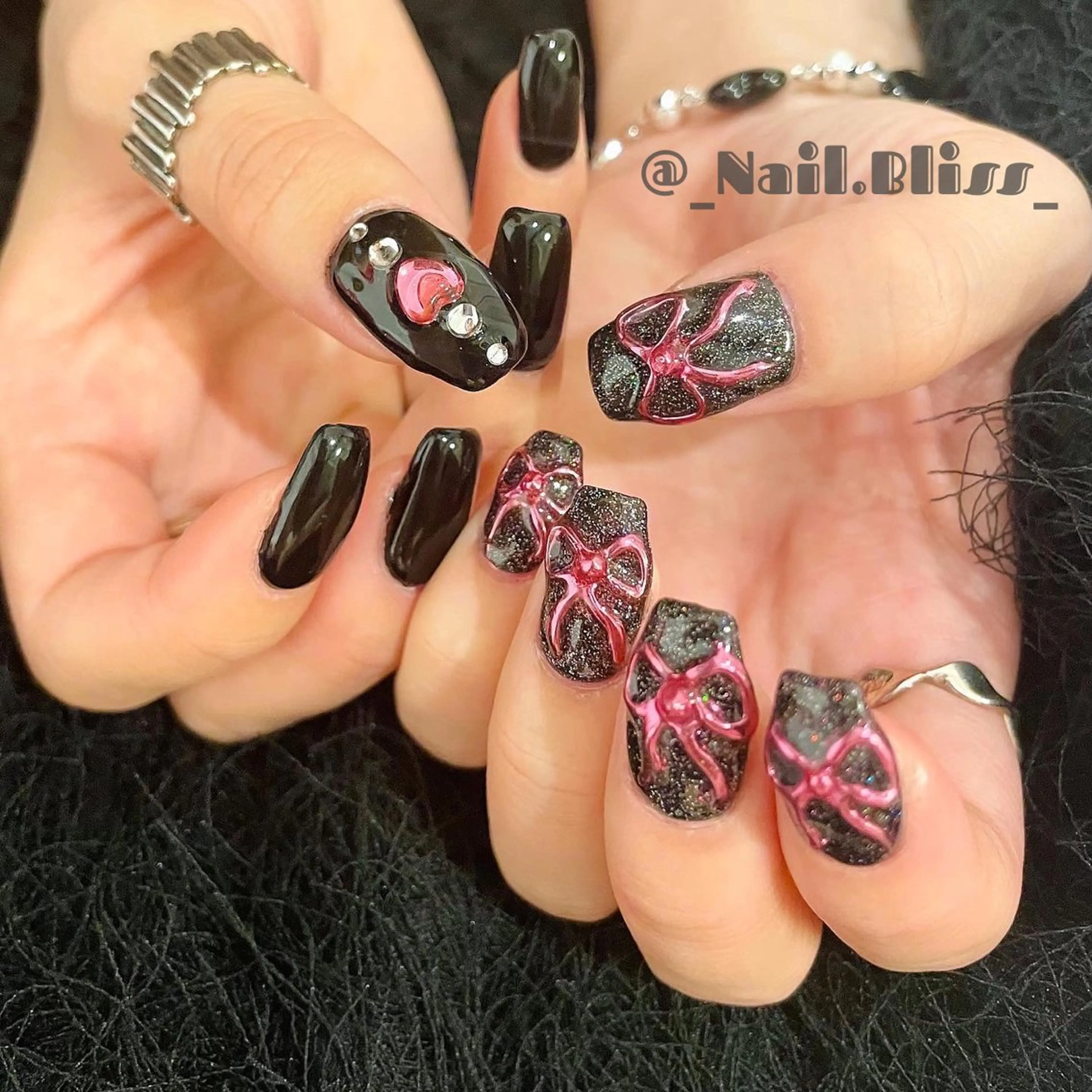 ネイル ハート リボン ハンドネイル NAIL BLISSのネイルデザイン