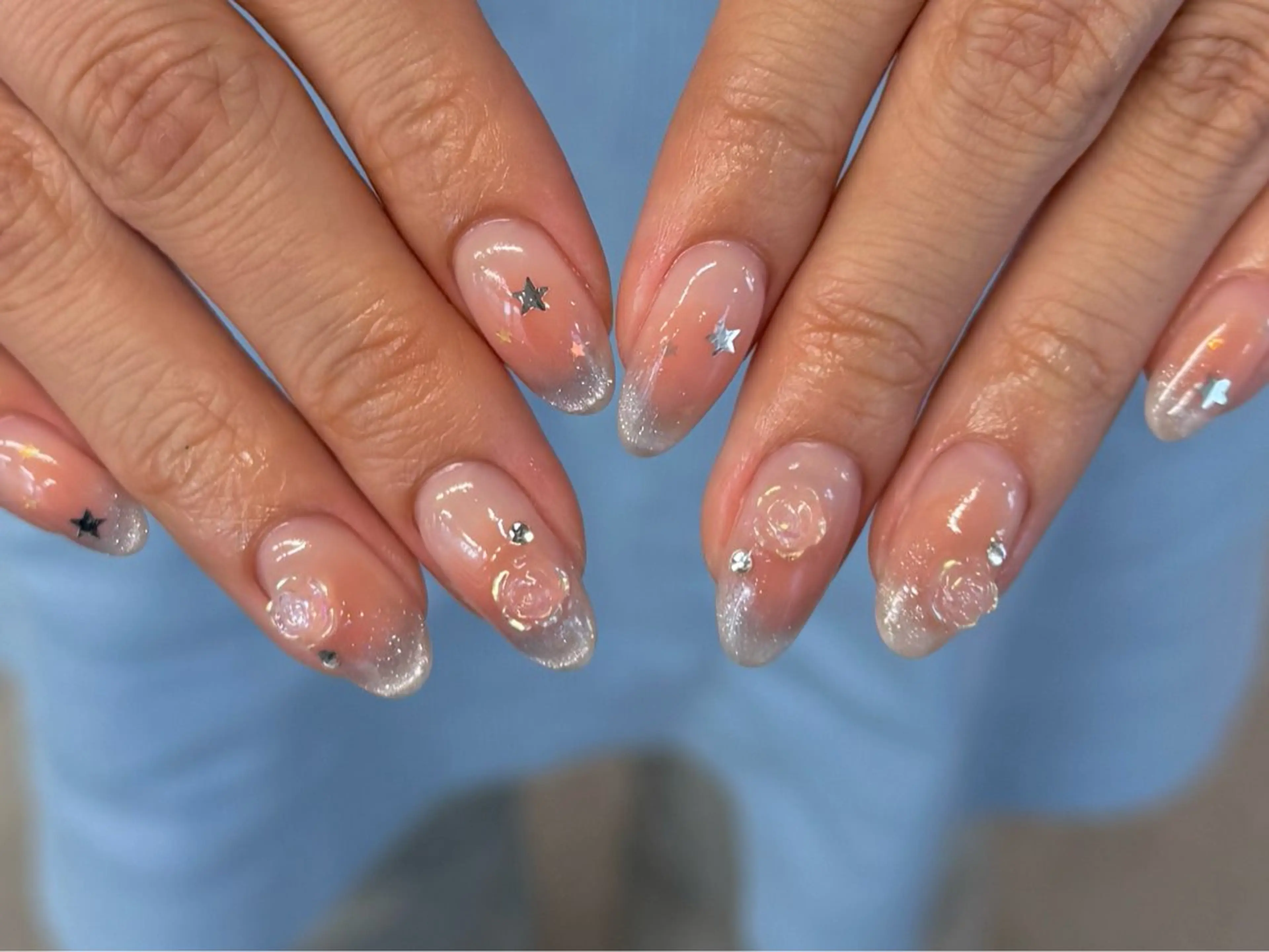 ネイル アニマル柄 ブルー ドット ジェルネイル ガーリー jouerm所属・山田 萌果のネイルデザイン