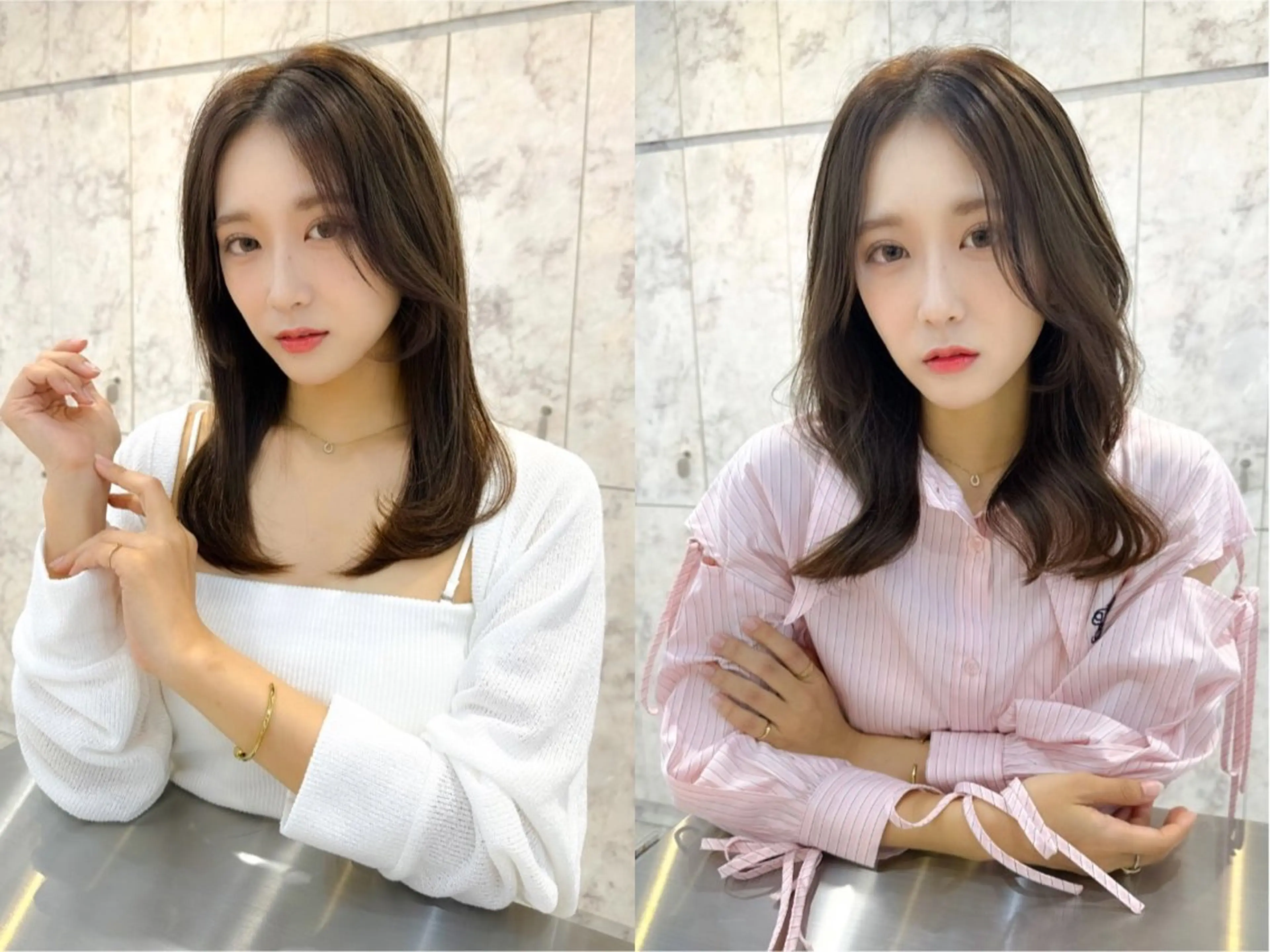 セミロング カラー 髪質改善/韓国ヘア レイヤー/新宿/ロミのヘアスタイル