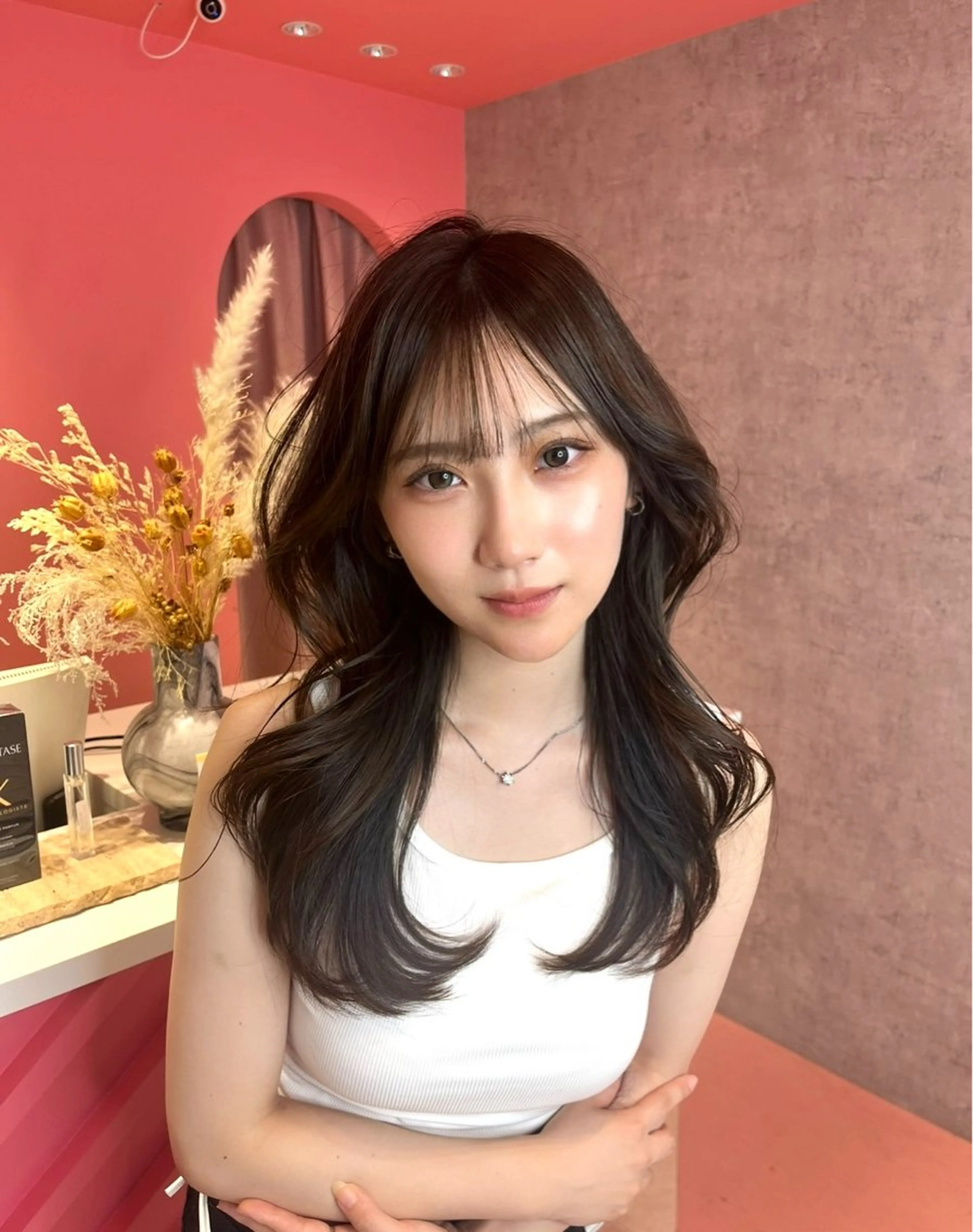 ロング カラー 山崎/ボブ縮毛矯正 レイヤー髪質改善のヘアスタイル