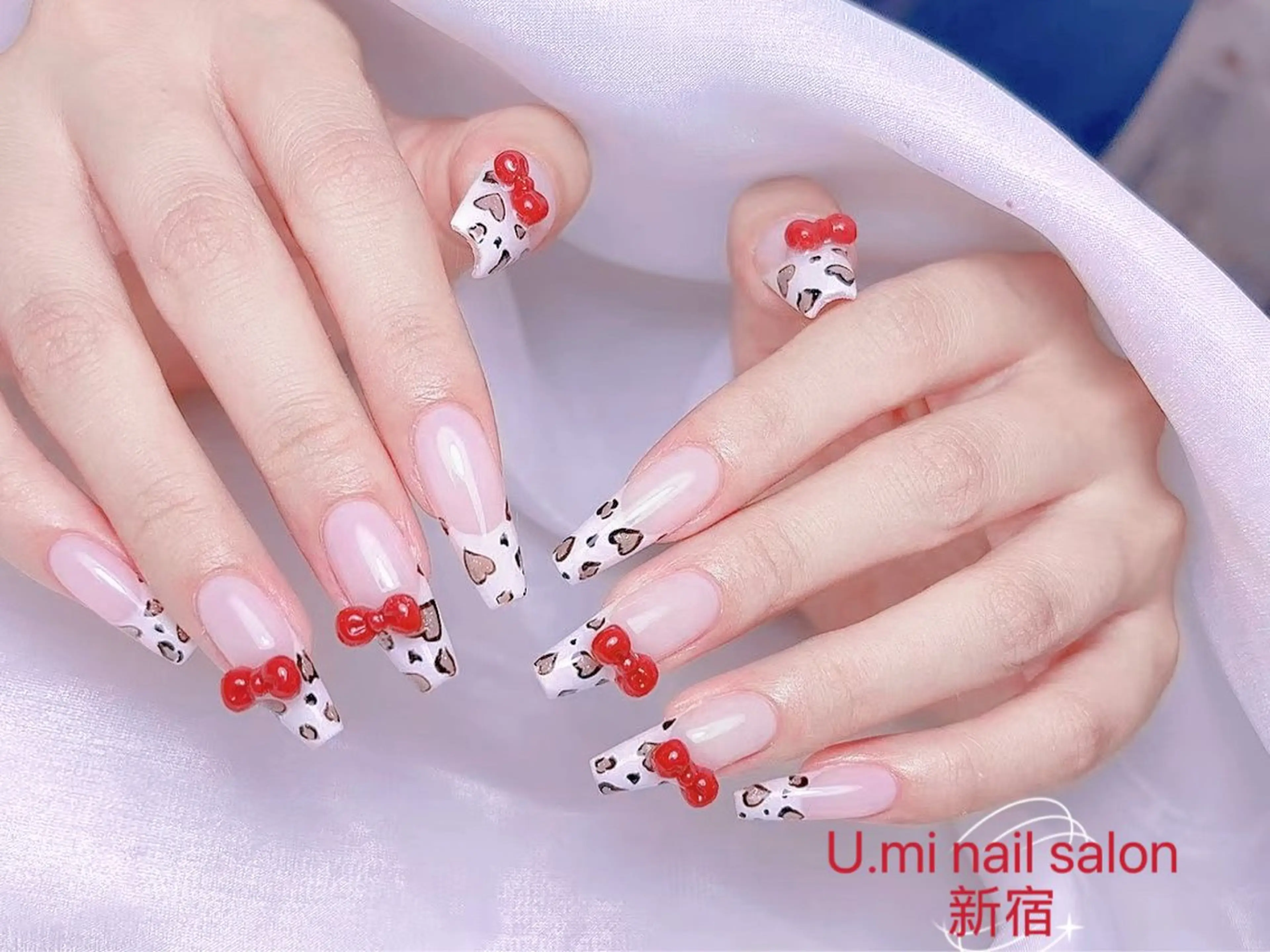 ネイル ボルドー チークネイル 長さ出し フレンチネイル ジェルネイル UMI ネイルサロン新宿🎀のネイルデザイン