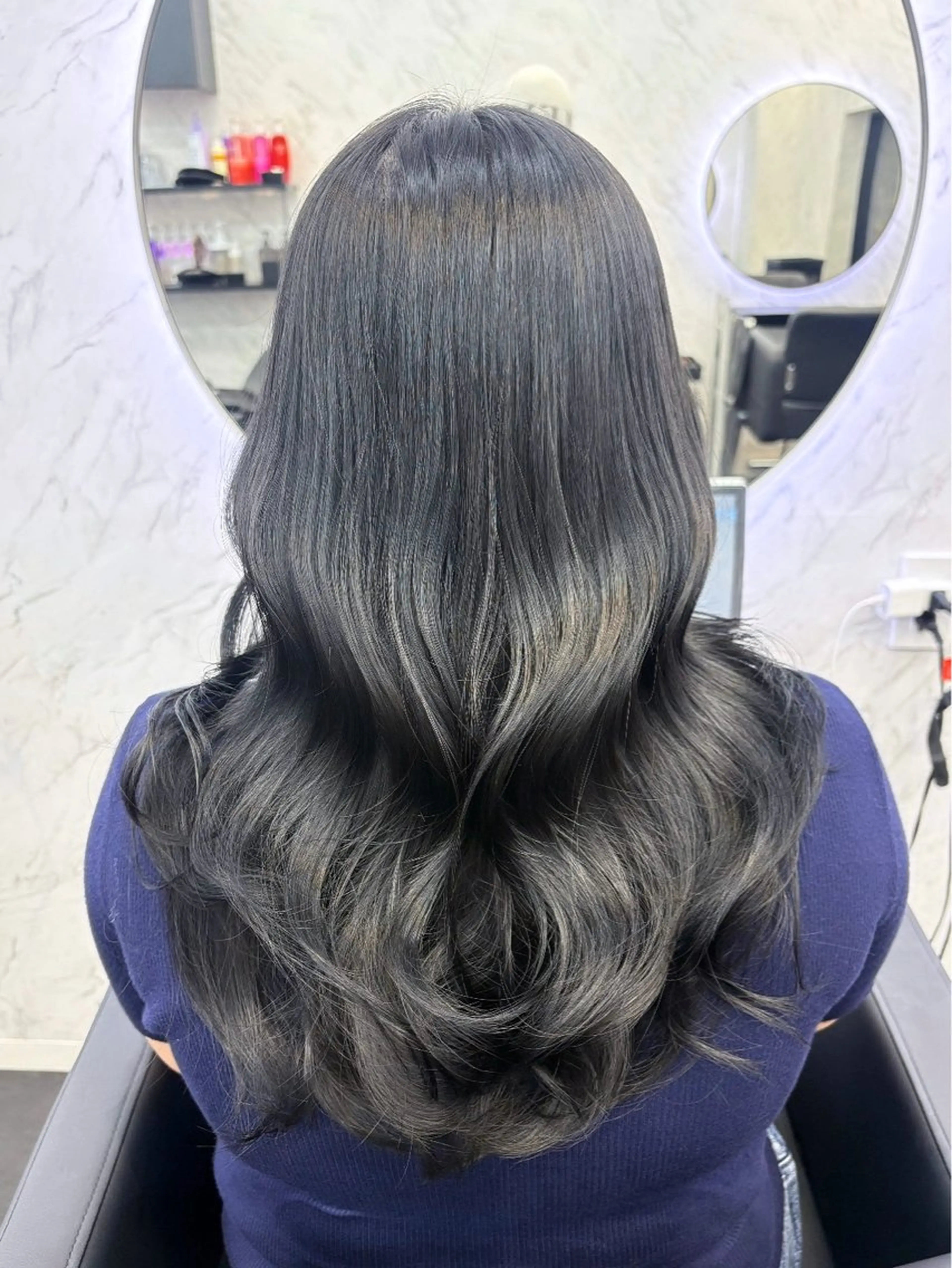 ロング カラー グレージュ オリーブグレージュ オリーブグレー カット ヘアカラー hair salon dot. mooda 韓国風サロン 町田店所属・韓国風ヘア🎀🩶 /♡𝓝𝓸𝓪♡のヘアスタイル