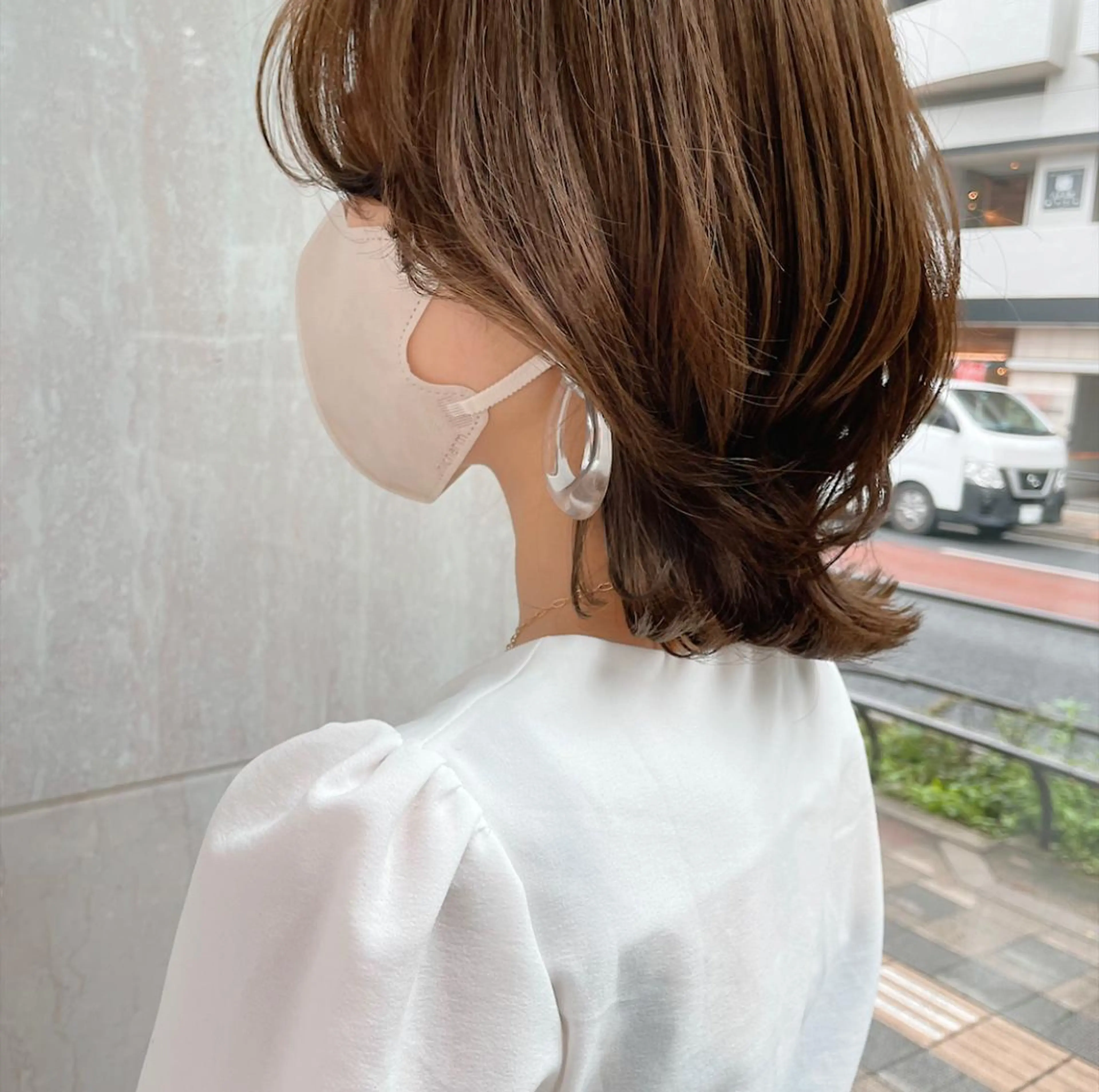 ミディアム カラー ベージュカラー オリーブベージュ くびれヘア カット ヘアカラー ヘッドスパ BiBi    武田 あやのヘアスタイル