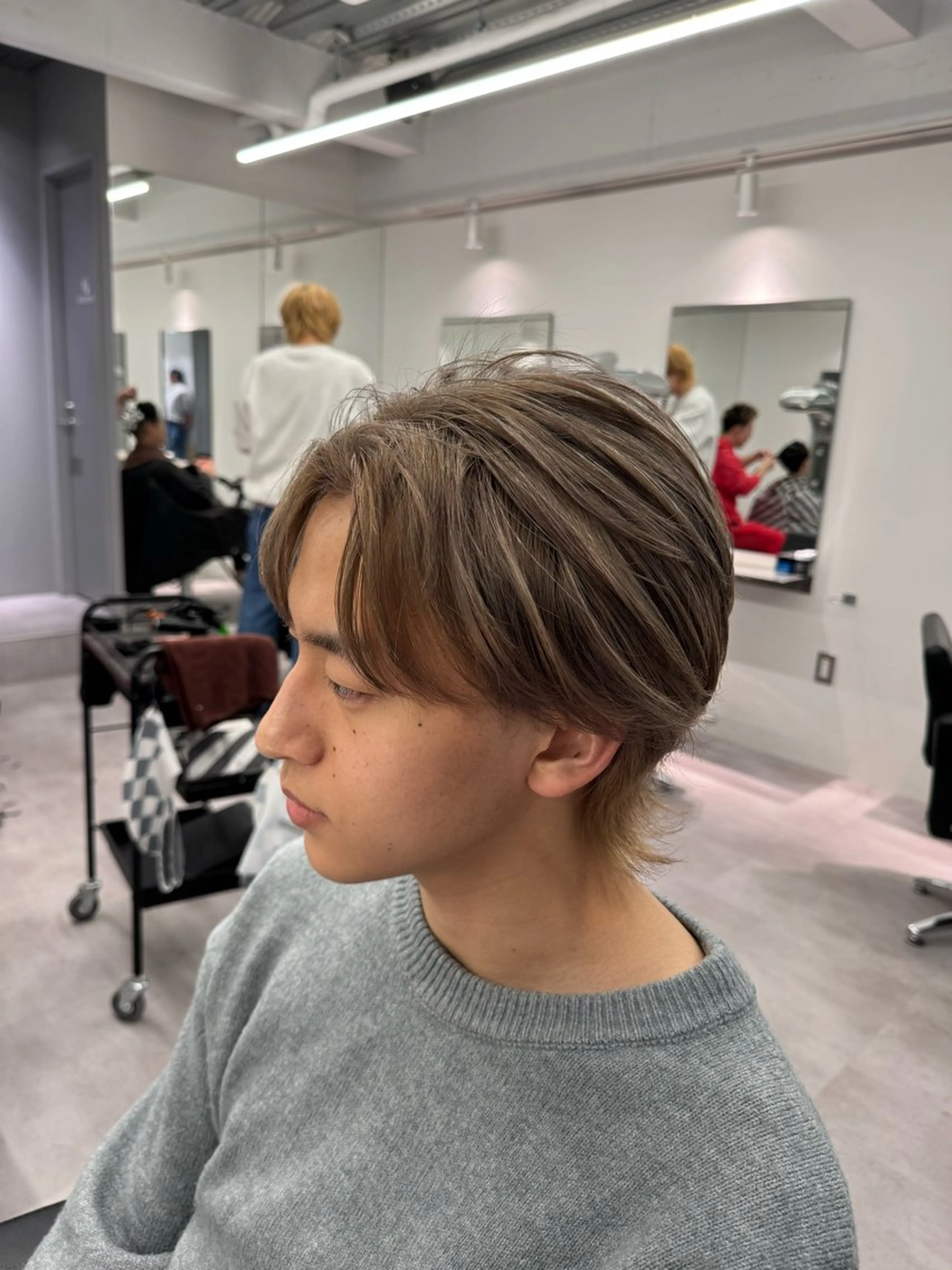 ミディアム カラー メンズ R/🤎 パーマ＆ブリーチ🔥のヘアスタイル