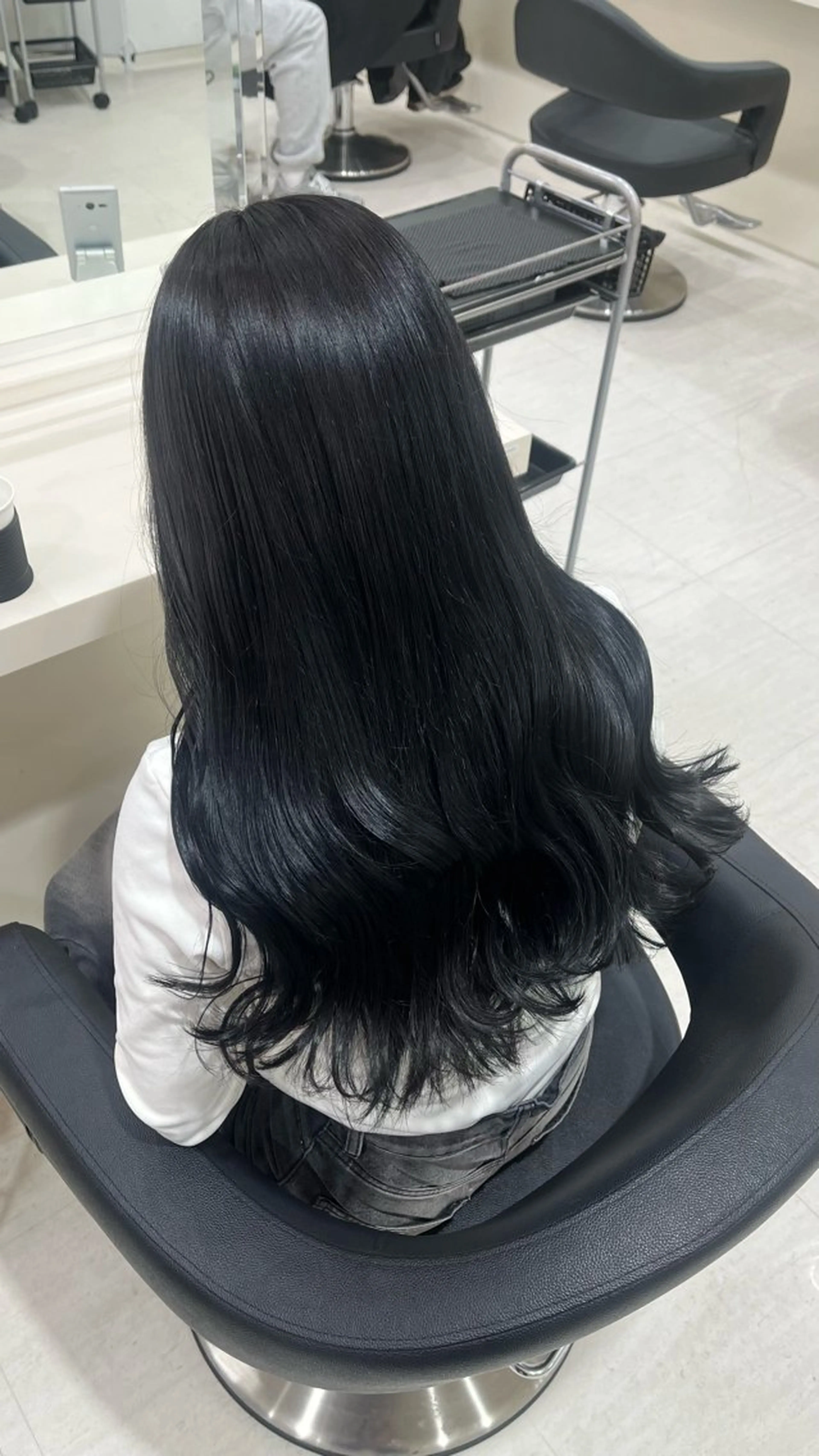 ロング カラー 黒髪 ブルーカラー ブルーブラック 大人上品ベージュ 🎀HARUNAのヘアスタイル