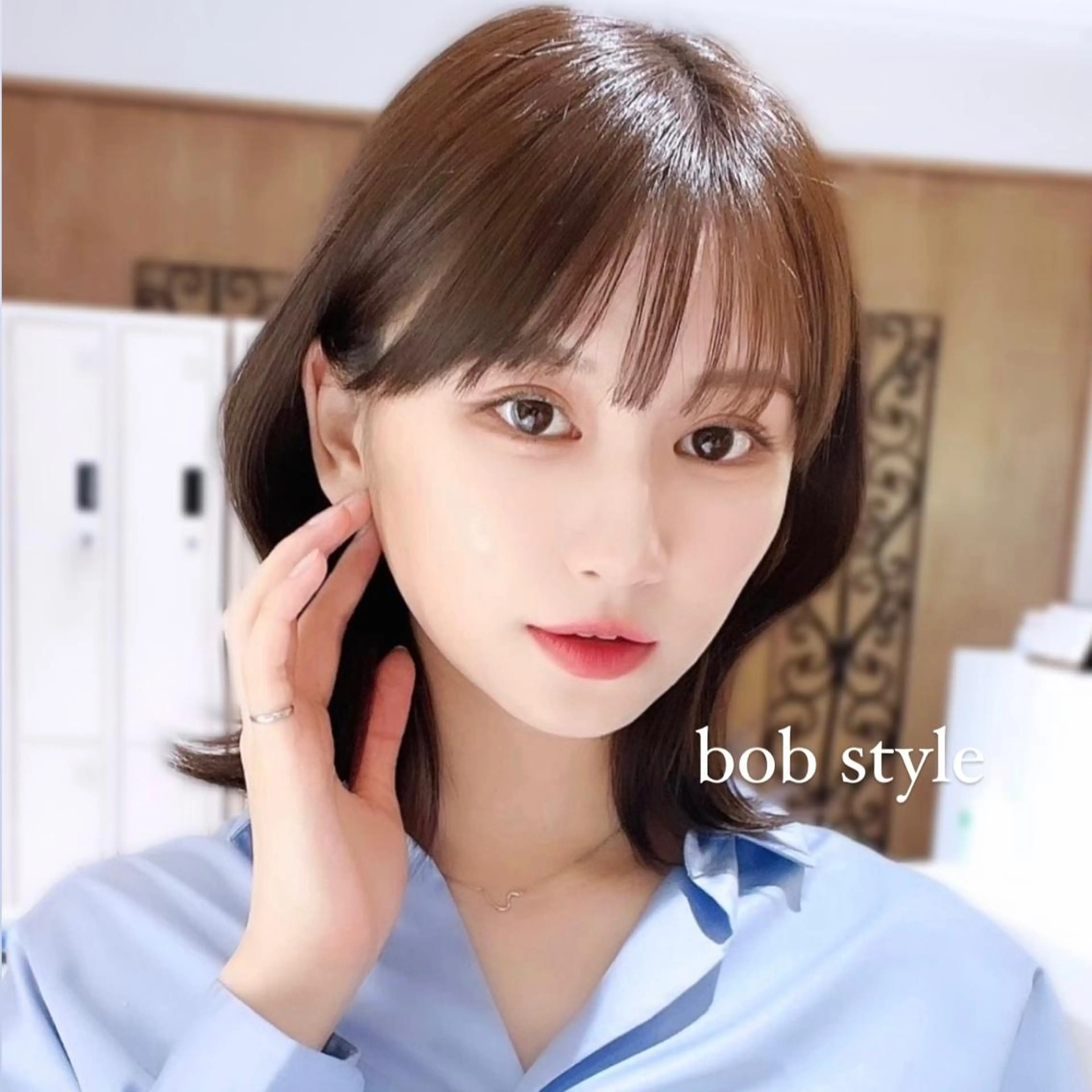 ミディアム カラー ヘアアレンジ 透明感カラー 顔周りカット 韓国風ヘア おくれ毛 小顔カット 日本一の小顔カット/ ボブ/顔周り/韓国のヘアスタイル