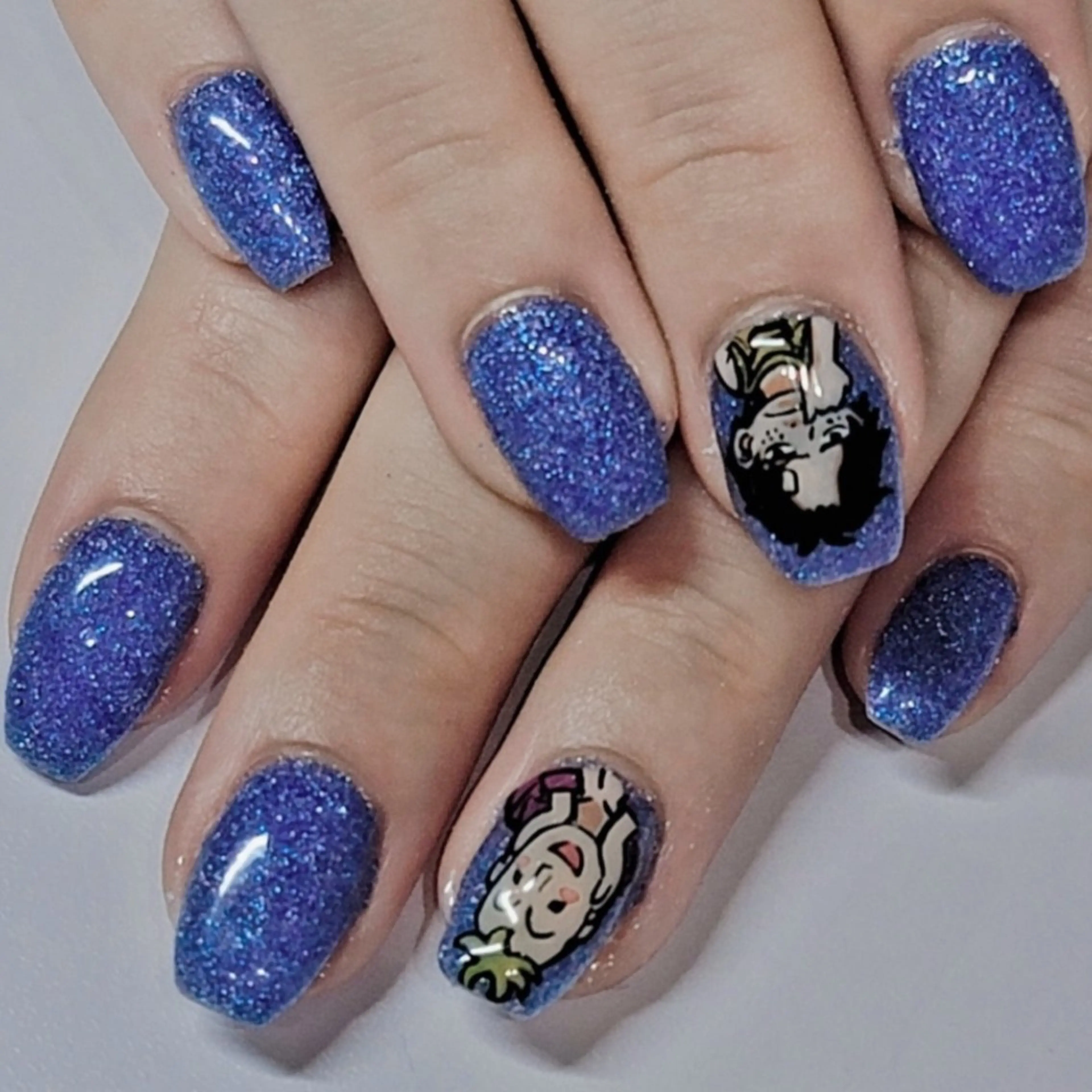 ネイル アートネイル ブルー ラメ(グリッター) ワンカラーネイル ハンドネイル よしだ ひろきのネイルデザイン