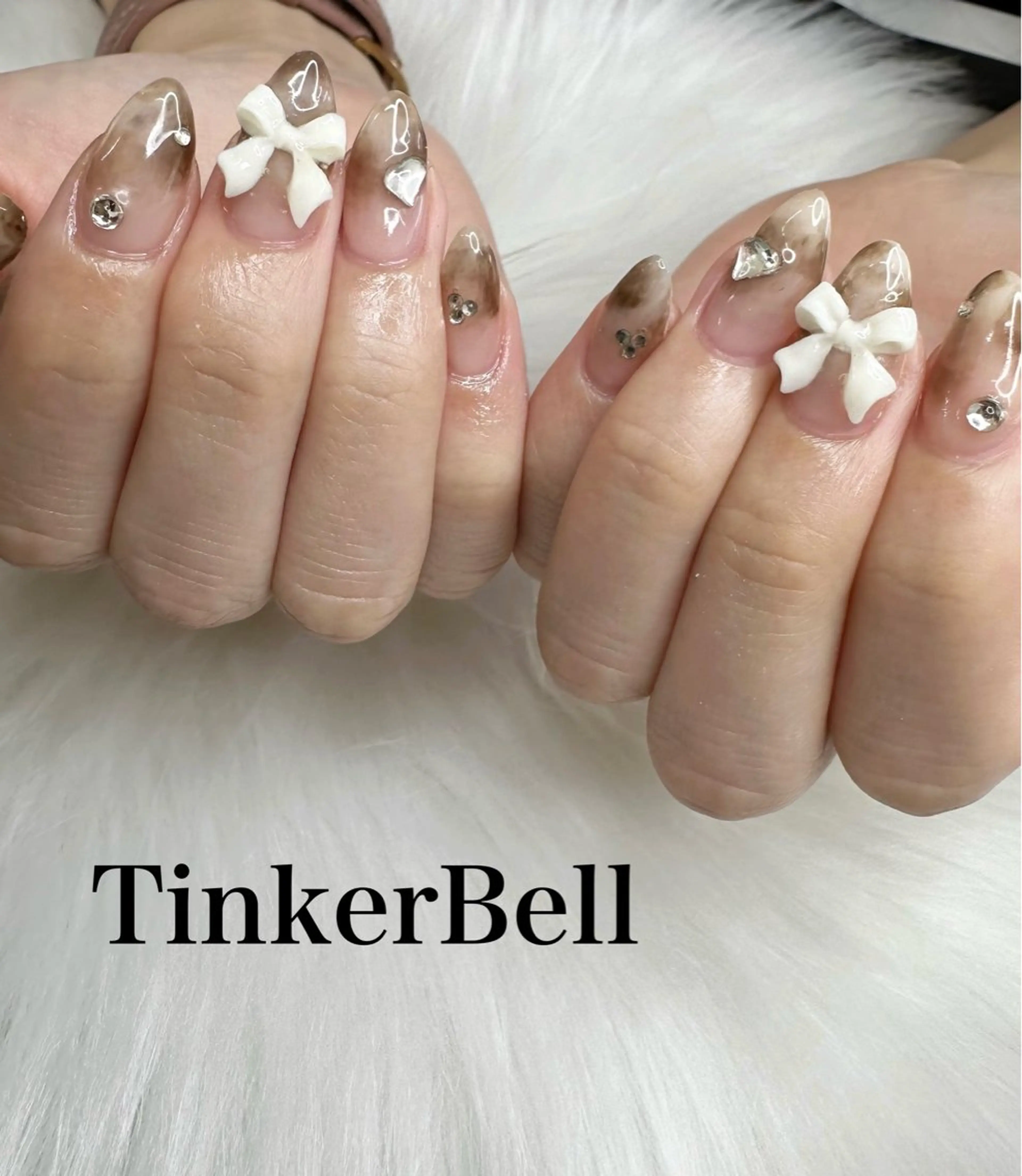 ネイル リボン ハンドネイル Tinker Bellのネイルデザイン