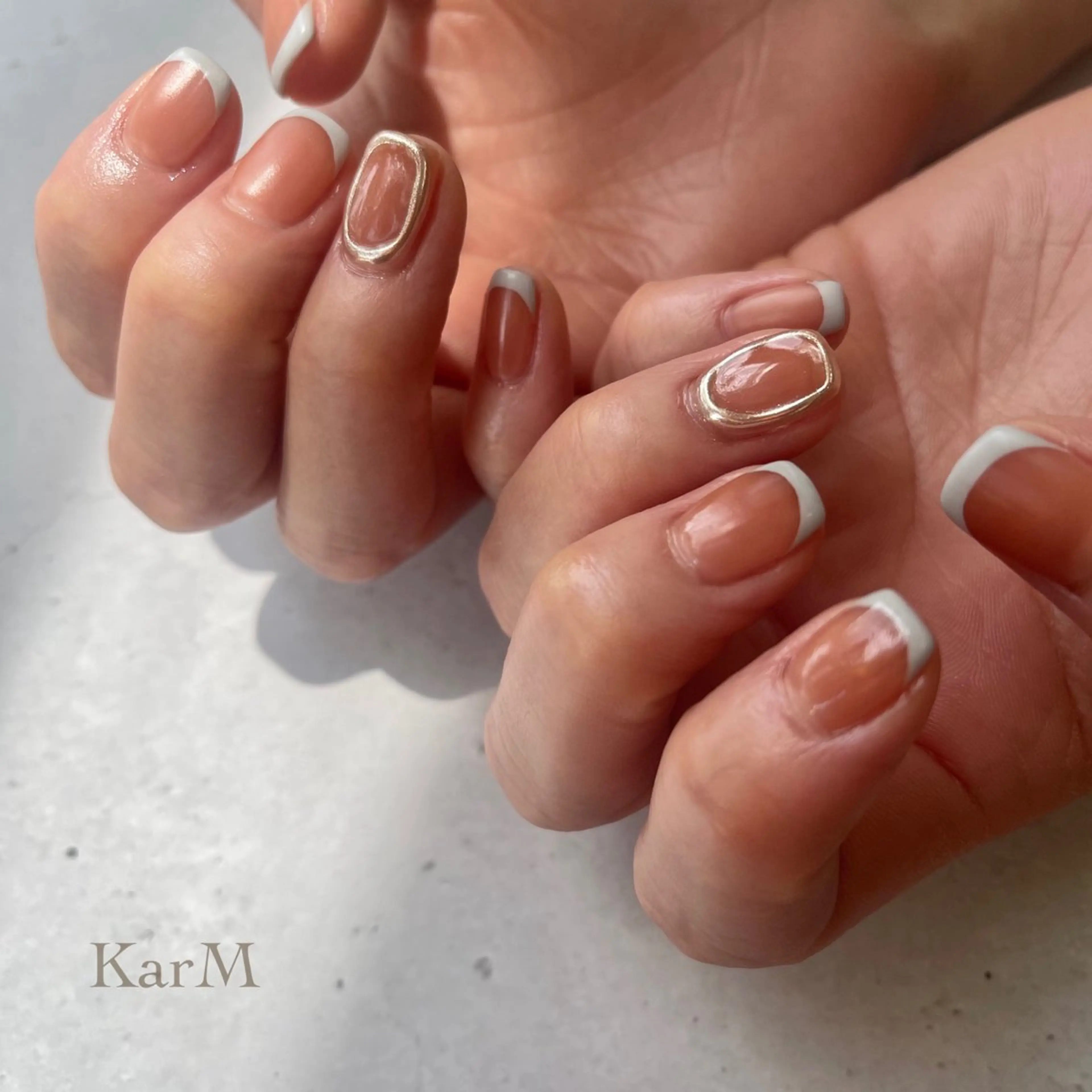 ネイル オーロラネイル チークネイル フットネイル フレンチネイル 氷ネイル・うるうるネイル ハンドネイル ogino karinのネイルデザイン