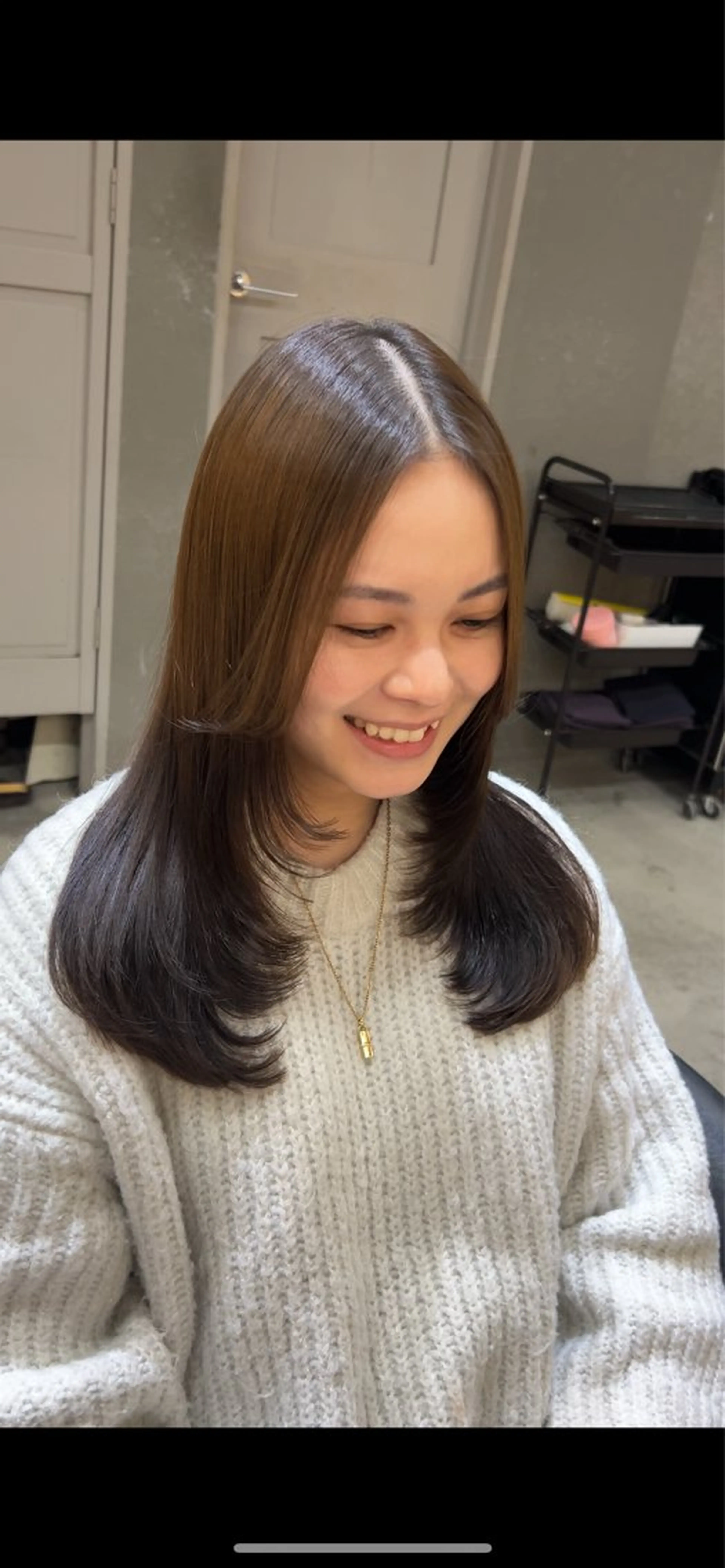 セミロング 顔まわりレイヤー 顔周りカット レイヤーカット 似合わせカット カット トリートメント ボブ/くびれボブ/ 髪質改善/Ru-kaのヘアスタイル