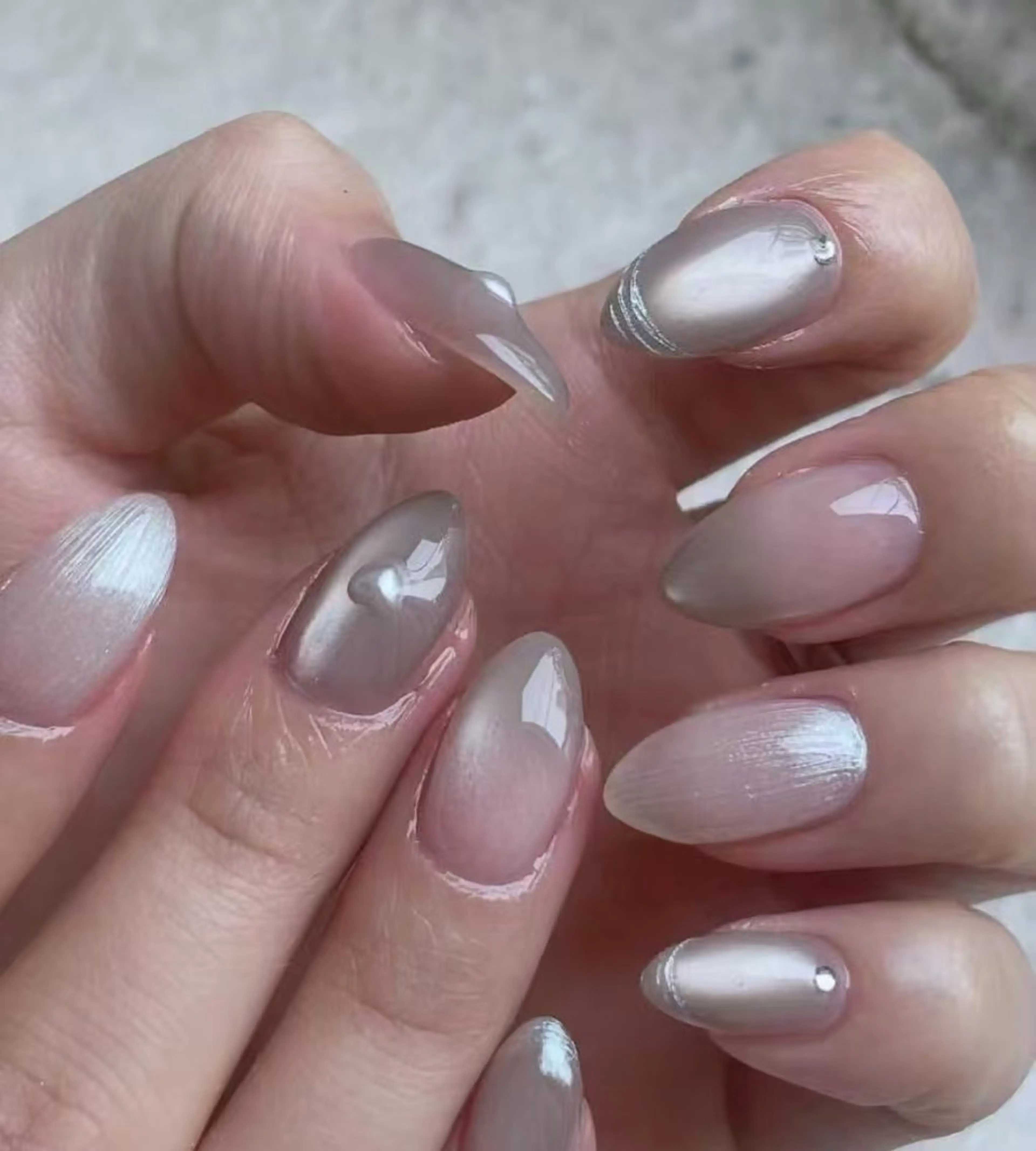 ネイル フラワーネイル フレンチネイル ジェルネイル ガラスフレンチ ハート ハンドネイル BabyYouMi ねねのネイルデザイン