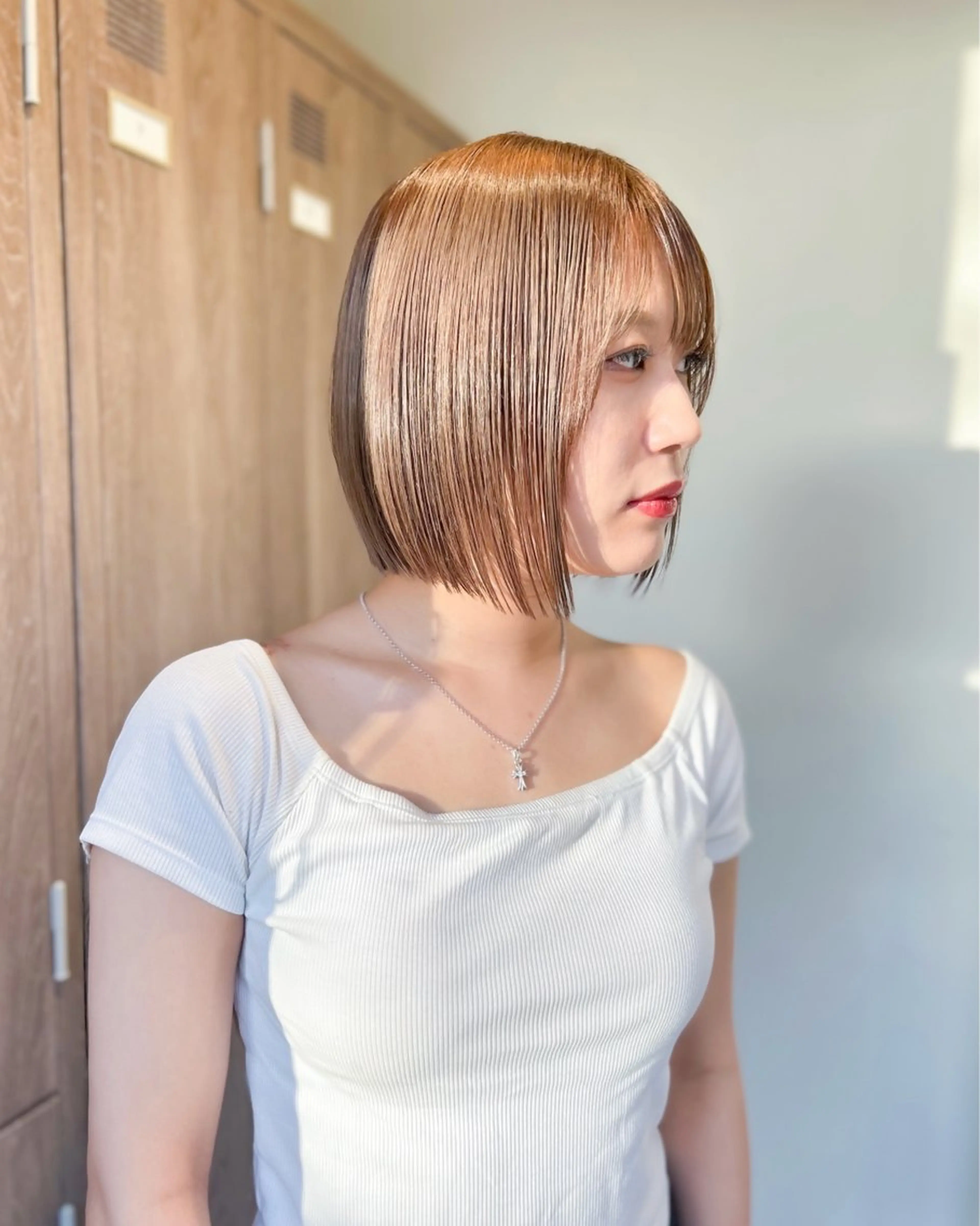 ミディアム カラー 切りっぱなしボブ ボブ Anree 桂 ショート/ボブ特化のヘアスタイル