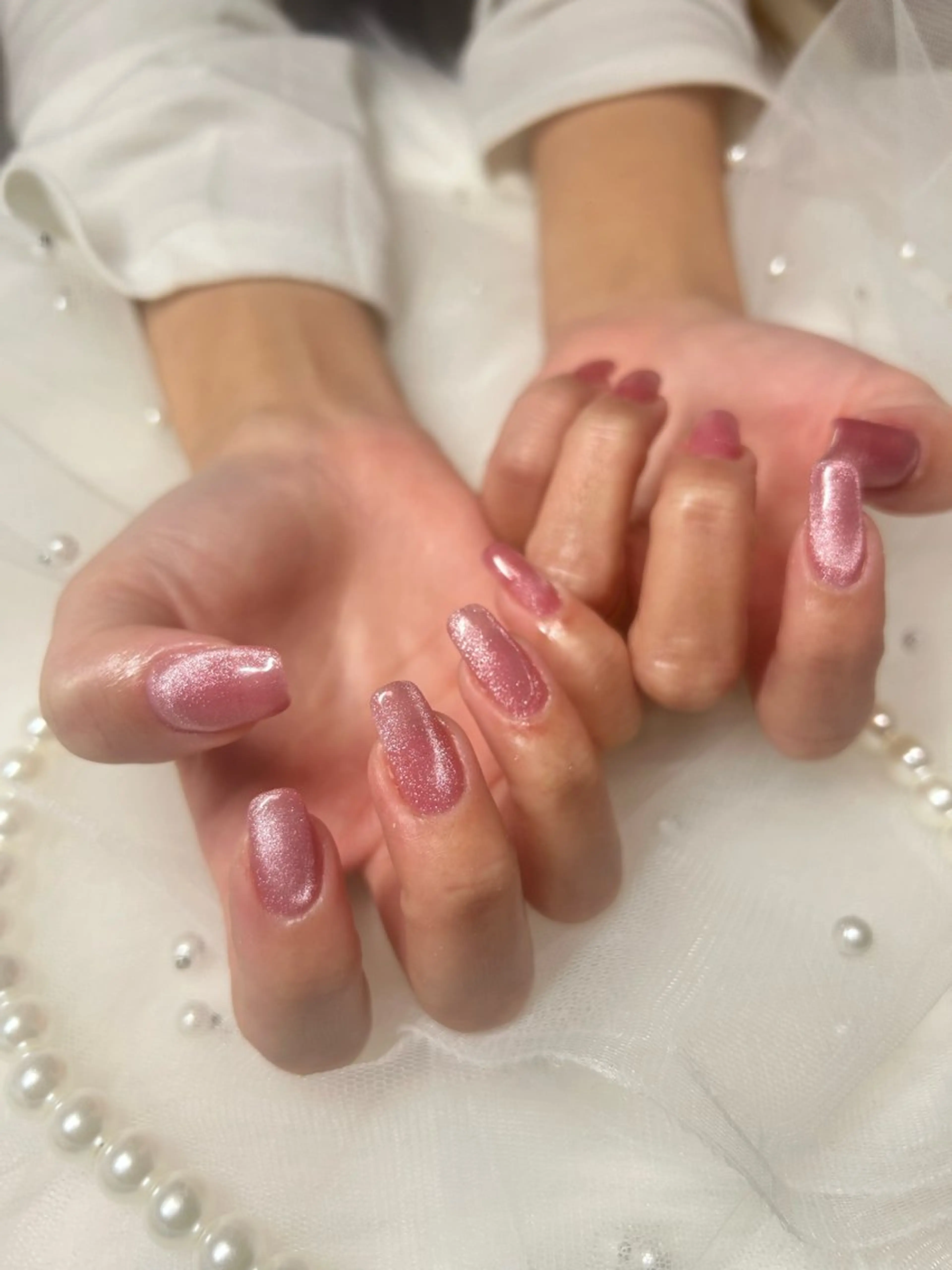 ネイル 長さ出し マグネットネイル マグネットワンカラー ワンカラーネイル シンプルネイル フォルビチローロ所属・moritou harunaのネイルデザイン