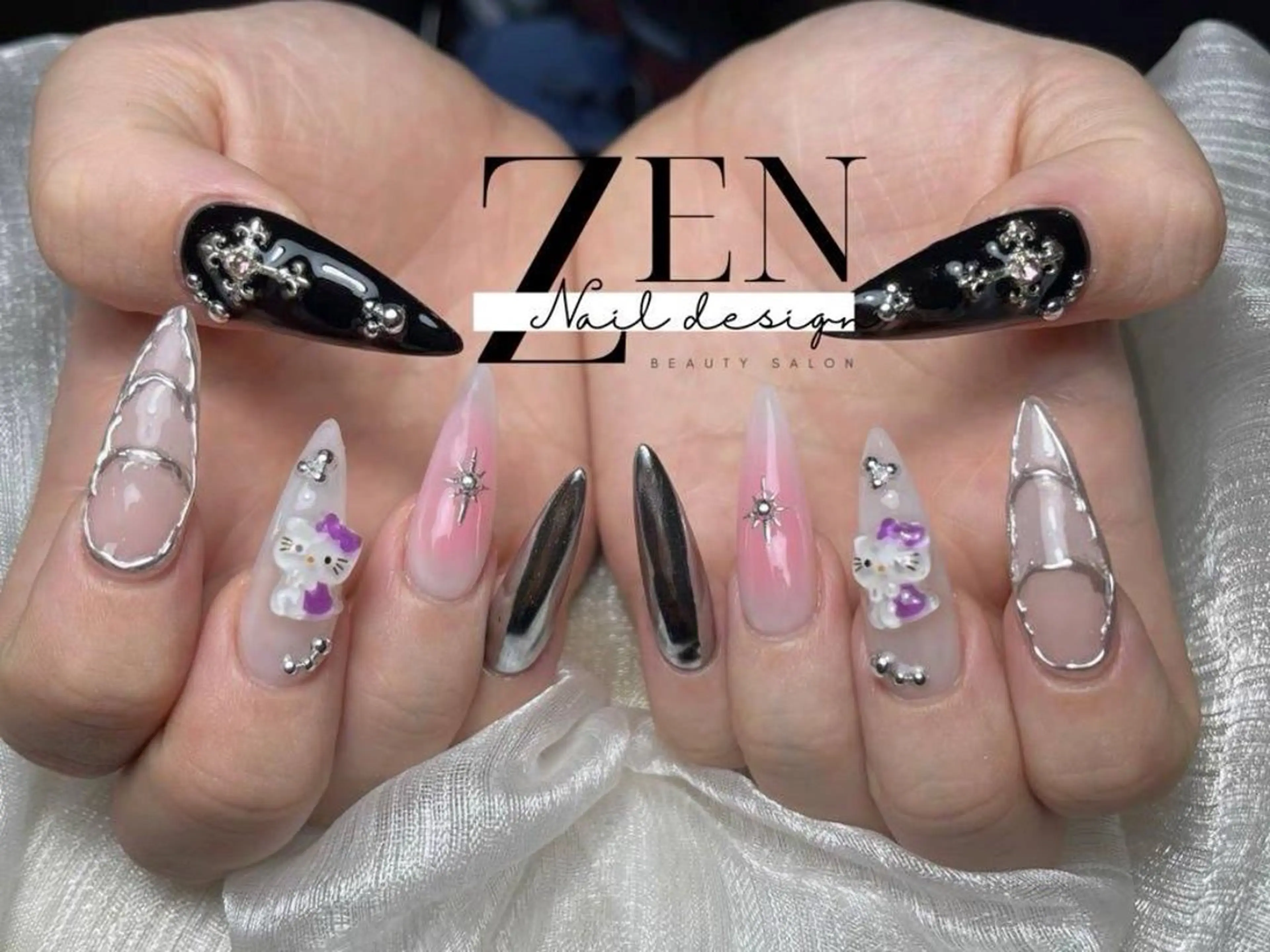ネイル チークネイル 長さ出し フレンチネイル 韓国ネイル マグネットネイル ハンドネイル Zen Nail Design 池袋のネイルデザイン
