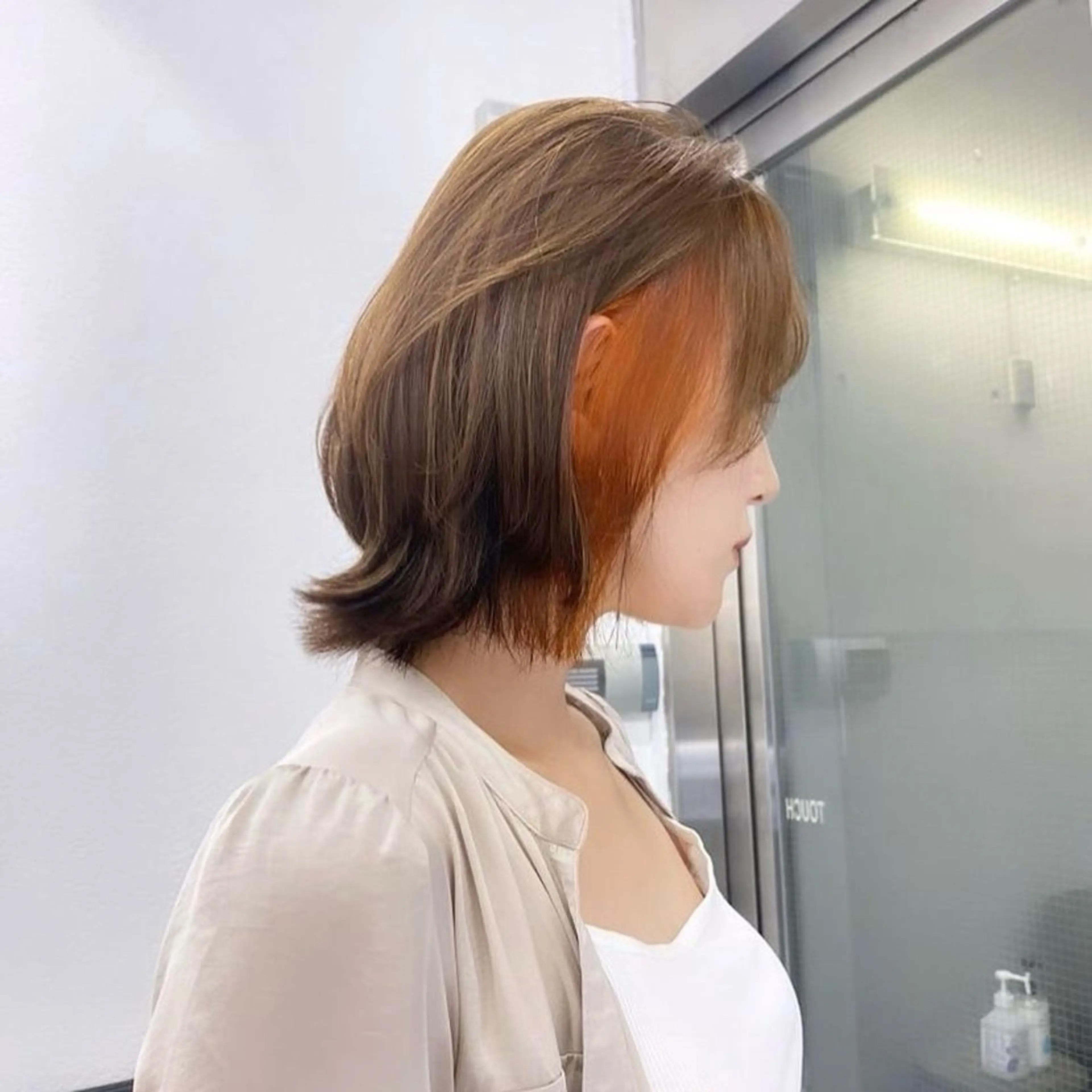 ミディアム カラー アッシュ ベージュカラー 黒髪 ブルーカラー ブルーブラック ヘアカラー トリートメント 透明感/韓国風 🤍moeka🤍のヘアスタイル