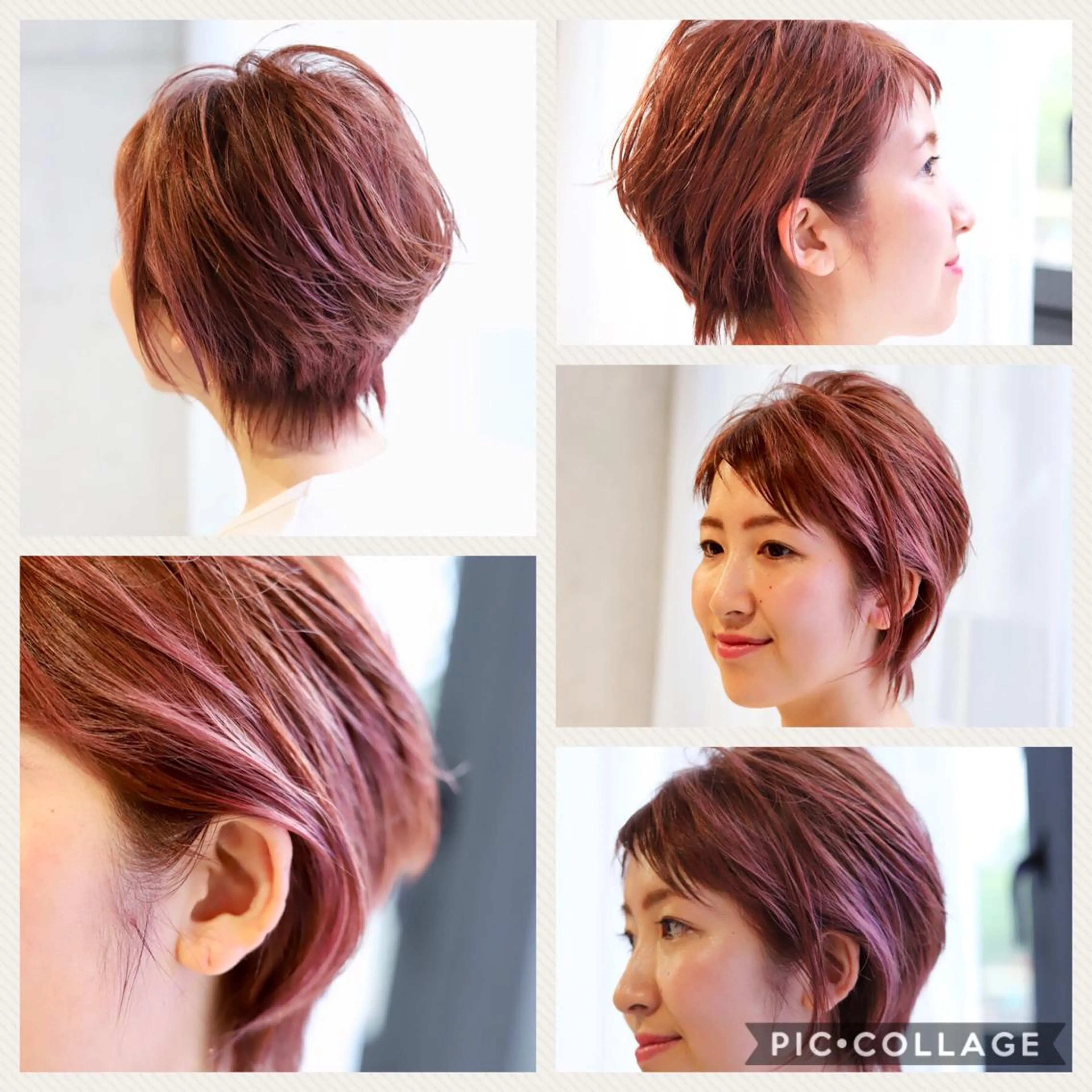 ショート カラー ダブルカラー ピンクカラー ピンクパープル パープルカラー アドミラルYoshi oのヘアスタイル