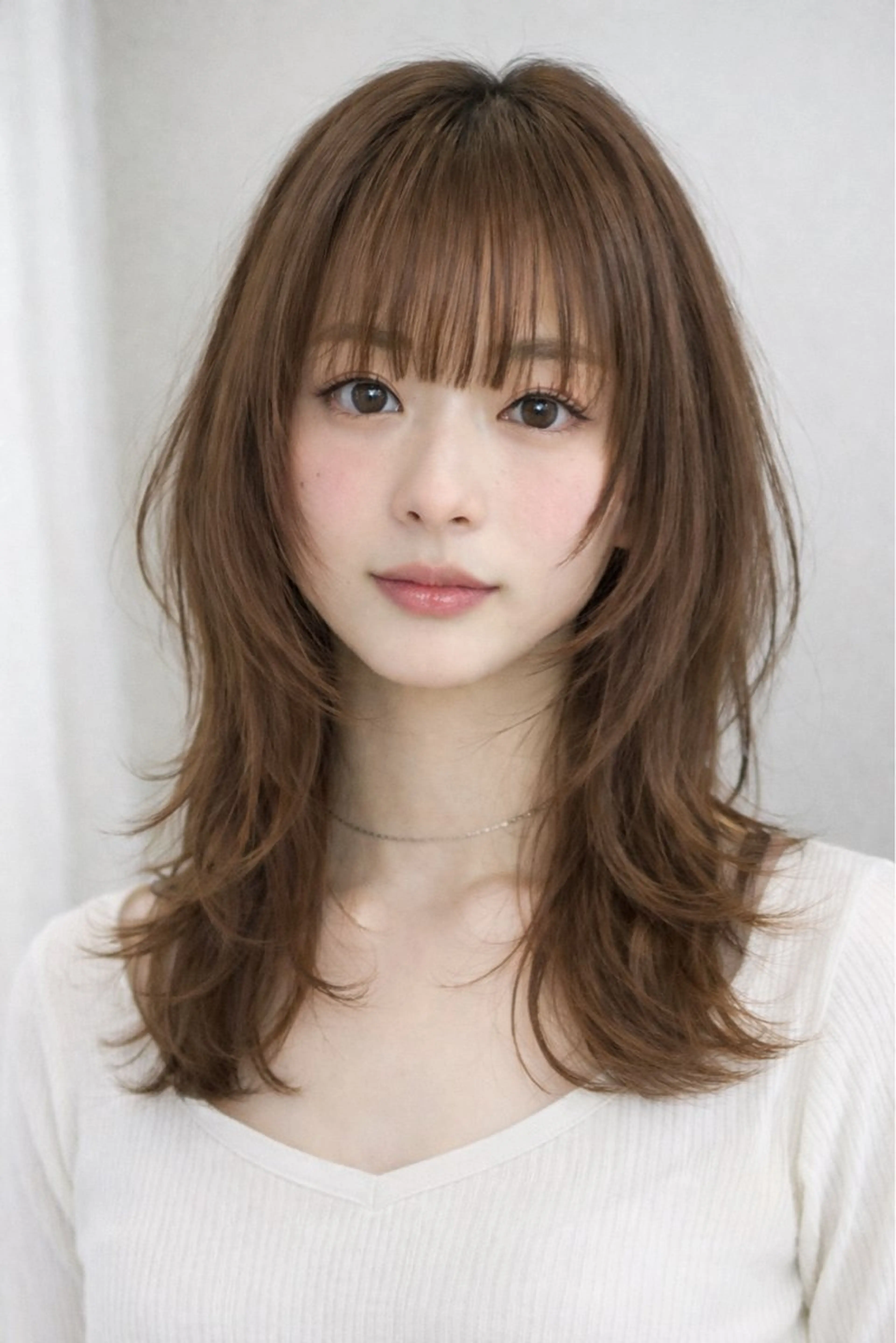 ミディアム ハッシュカット レイヤーカット カット 伊東 咲織のヘアスタイル