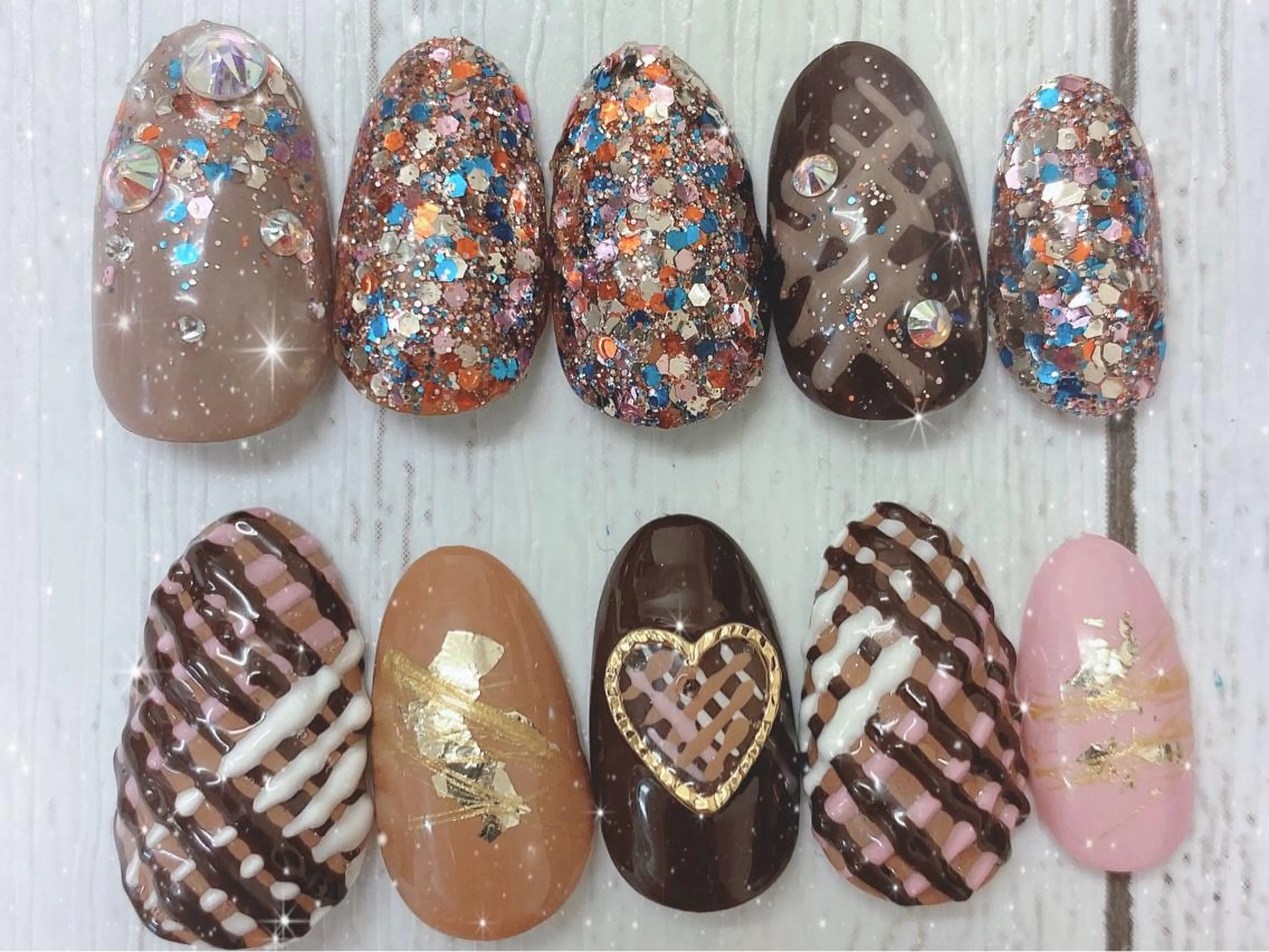 ネイル 水色 ピンク ホワイト Nail lieNのネイルデザイン