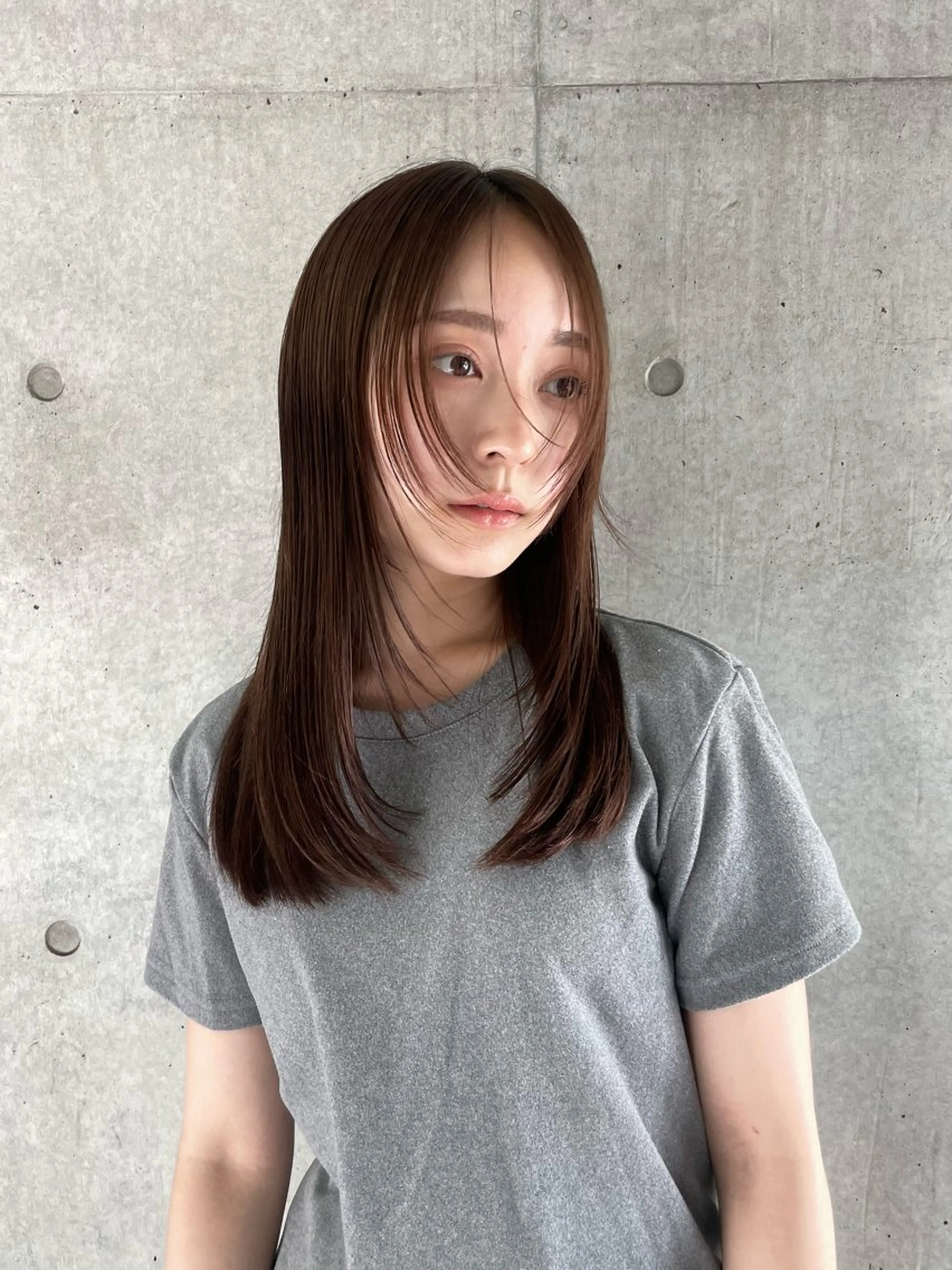 ミディアム カット ヘアカラー トリートメント 似合わせ/ベージュ /レイヤー/りほ🤍のヘアスタイル