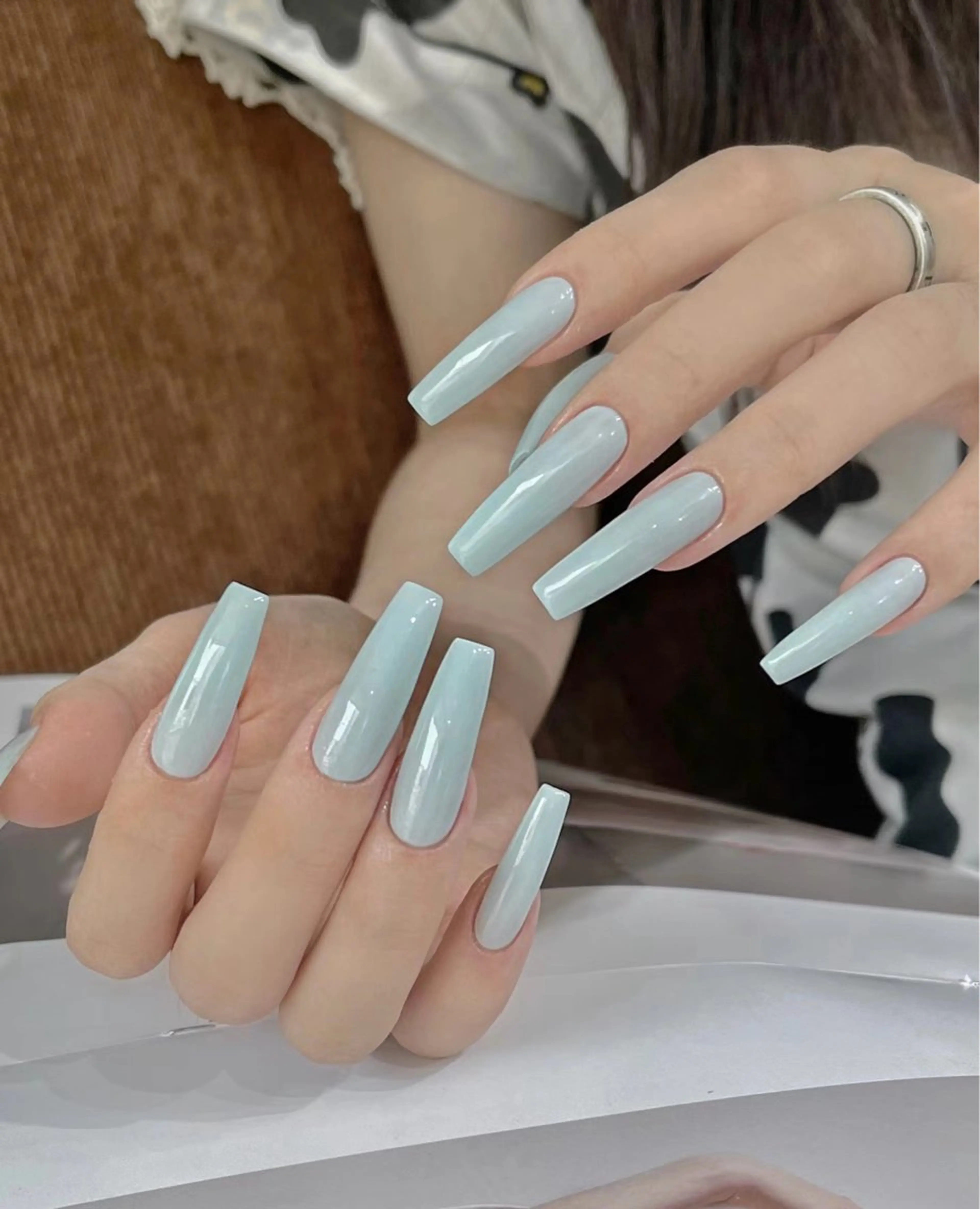 10本長さ出しチップワンカラor ラメグラデーション★（大き2 パーツ无料）の写真