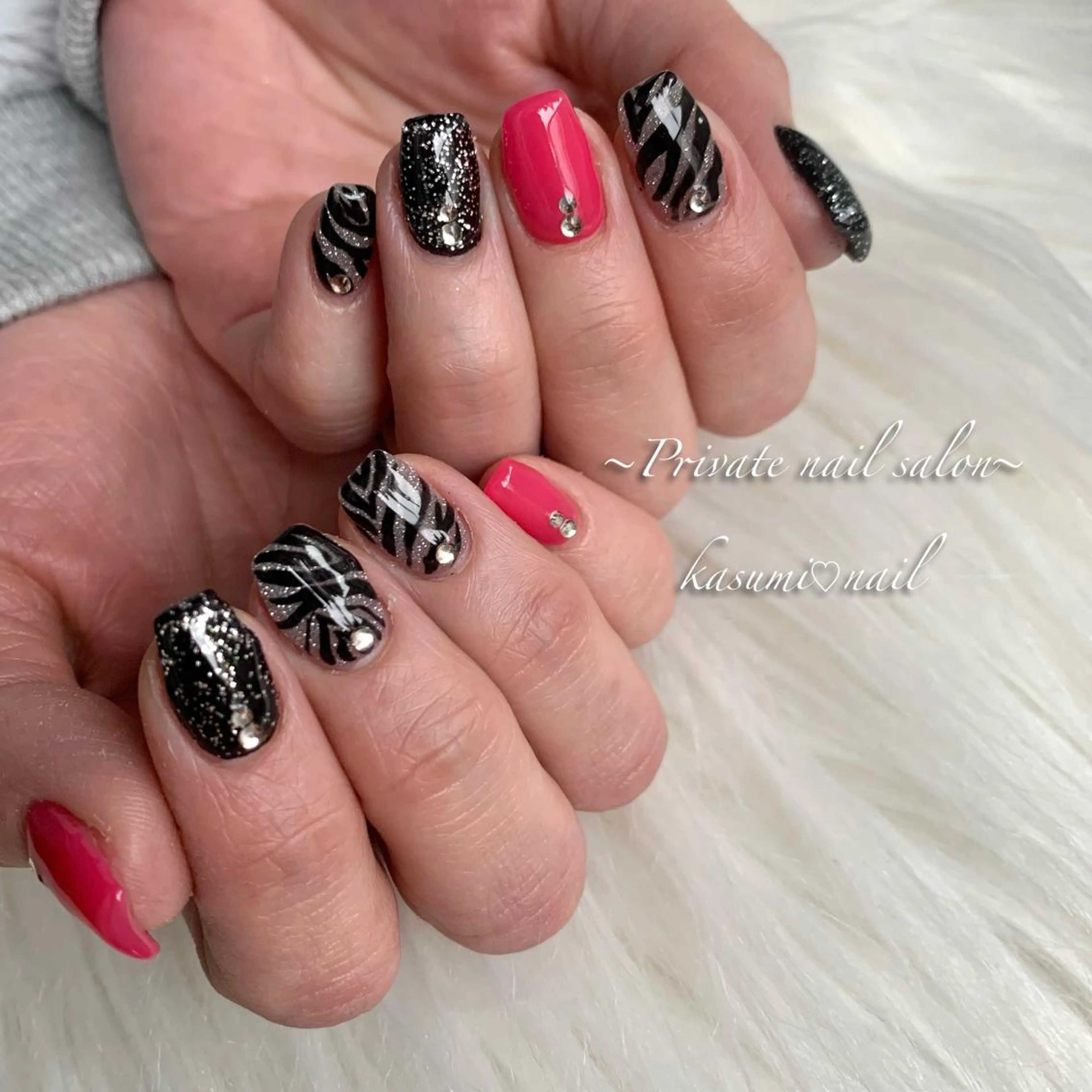 ネイル アートネイル ラメ(グリッター) マグネットネイル ミラーネイル 持ち込み KASUMI♡ Nailのネイルデザイン