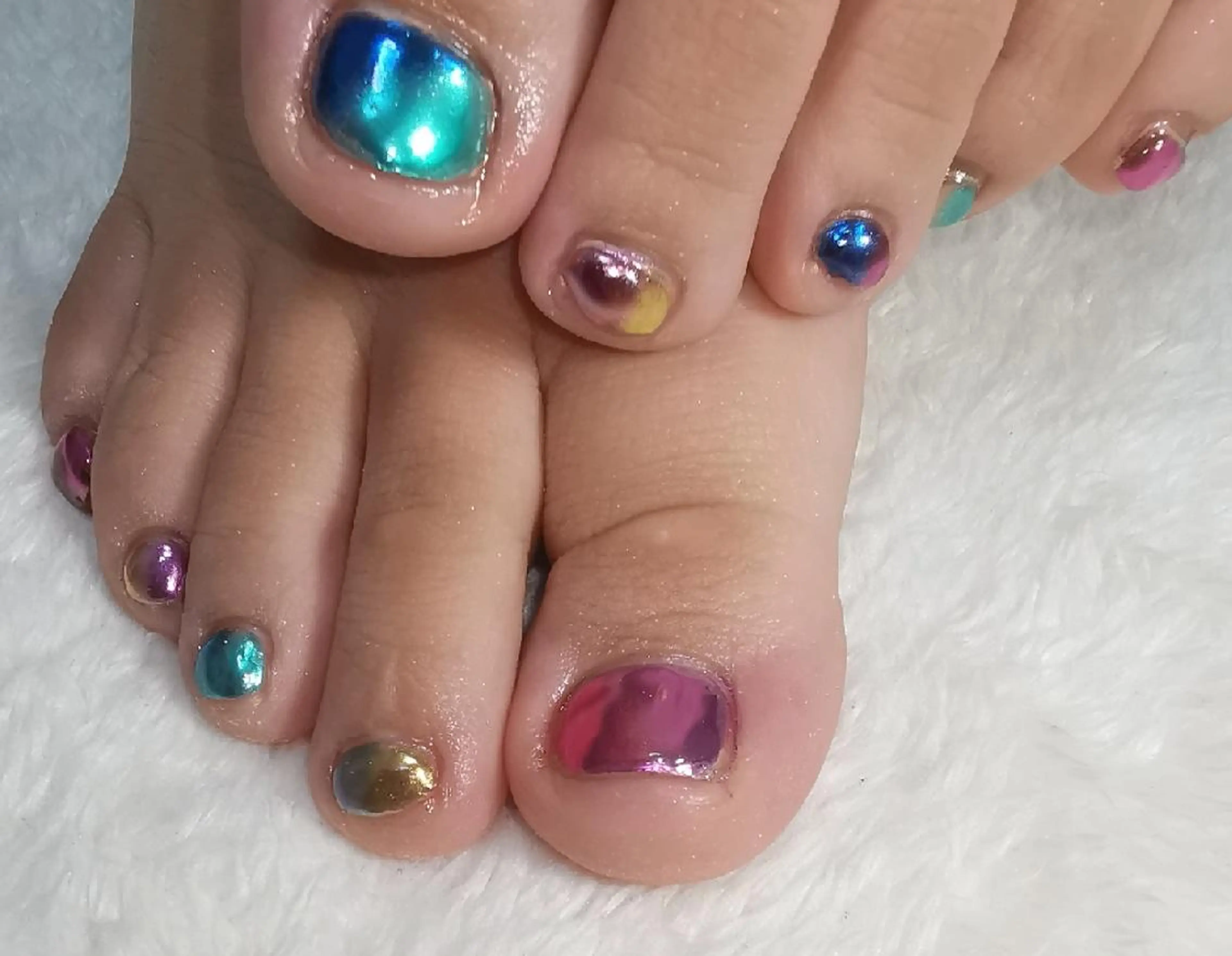 ネイル グラデーション ミラーネイル フットネイル reve あやののネイルデザイン