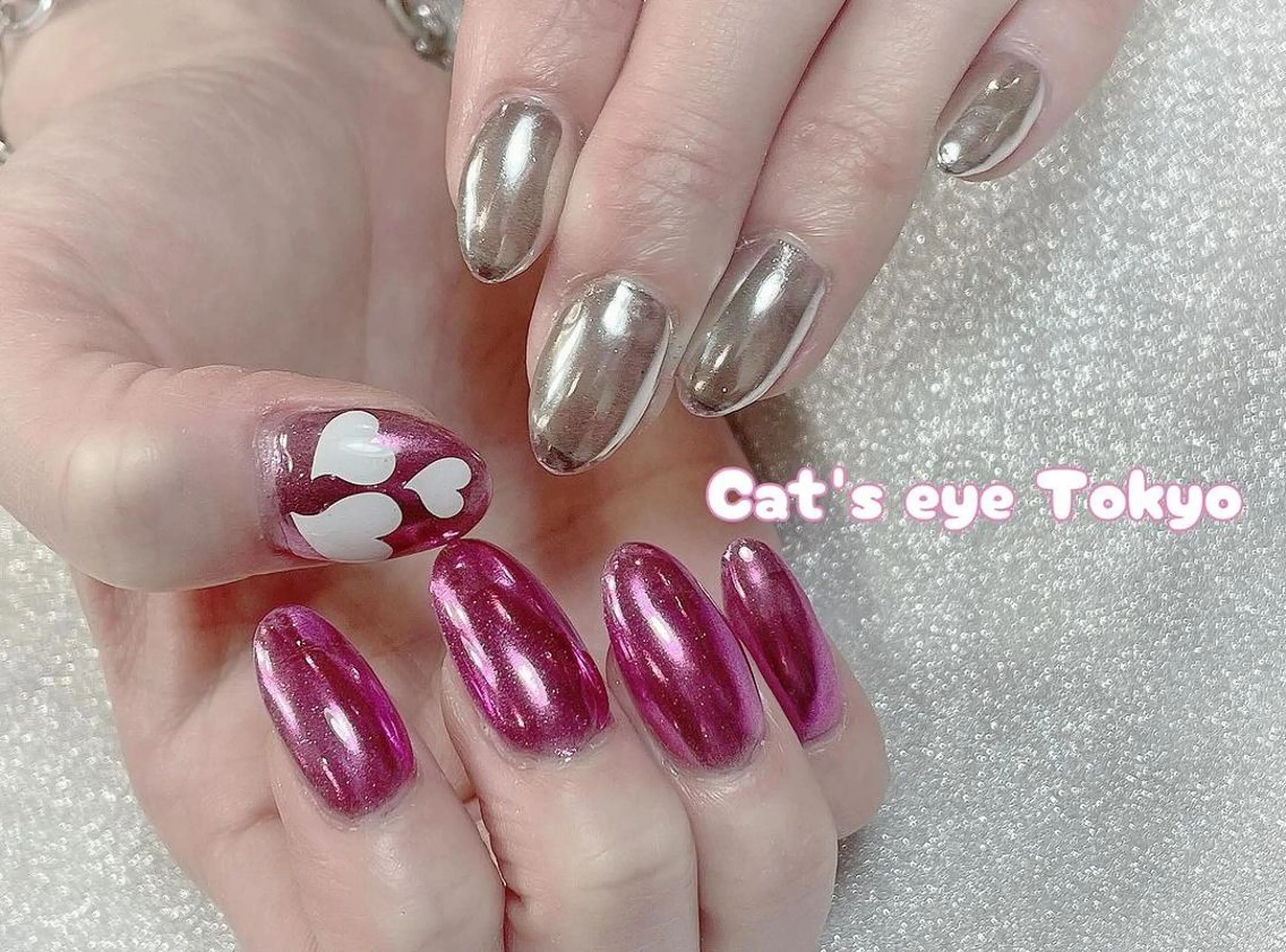 ネイル アートネイル ジェルネイル マグネットネイル ミラーネイル 持ち込み Cat's eye TOKYO 新宿店のネイルデザイン