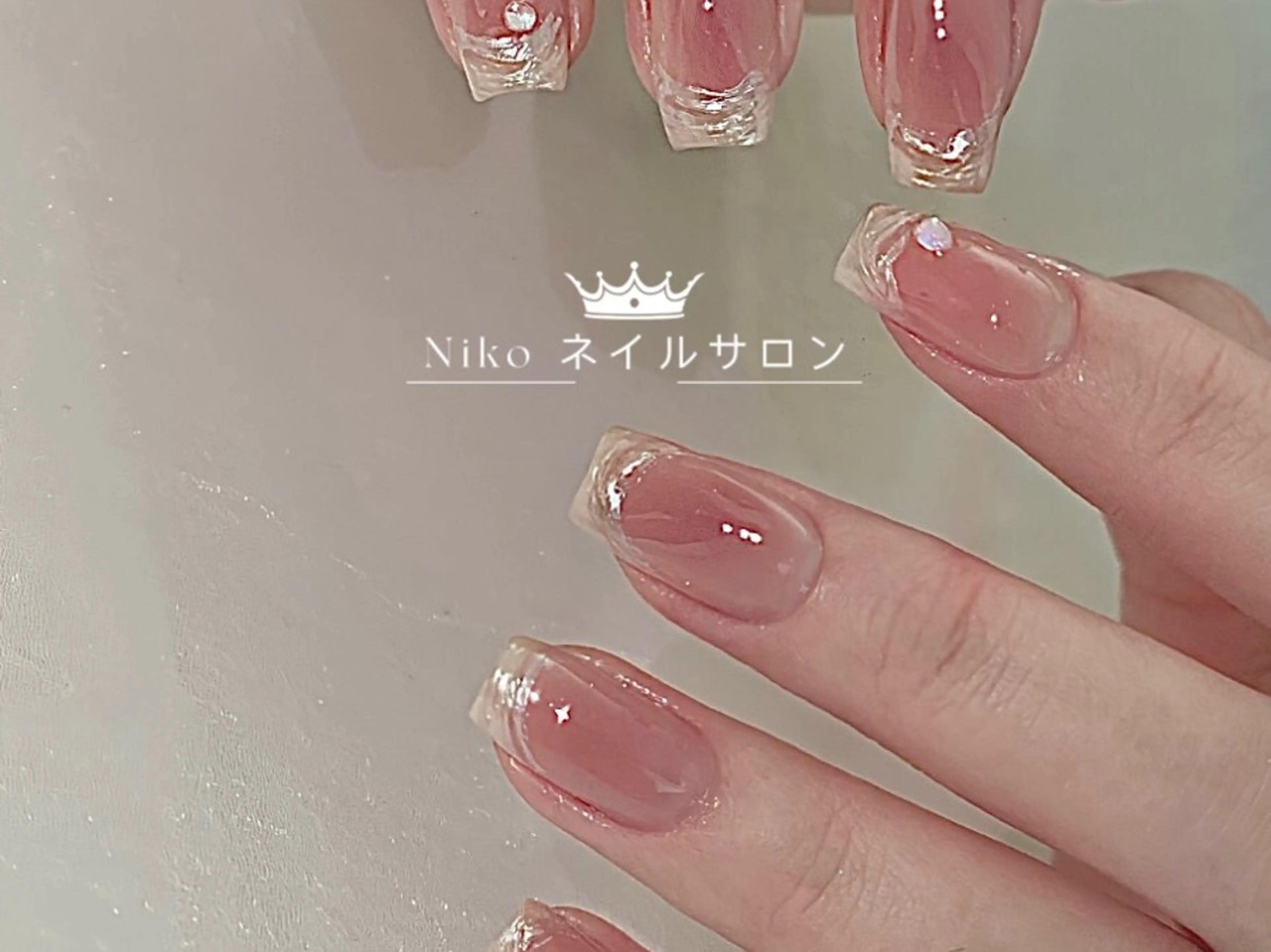 ネイル ジェルネイル ハート 韓国ネイル ニュアンスネイル パラジェル Nikoネイルサロン 高田馬場店のネイルデザイン