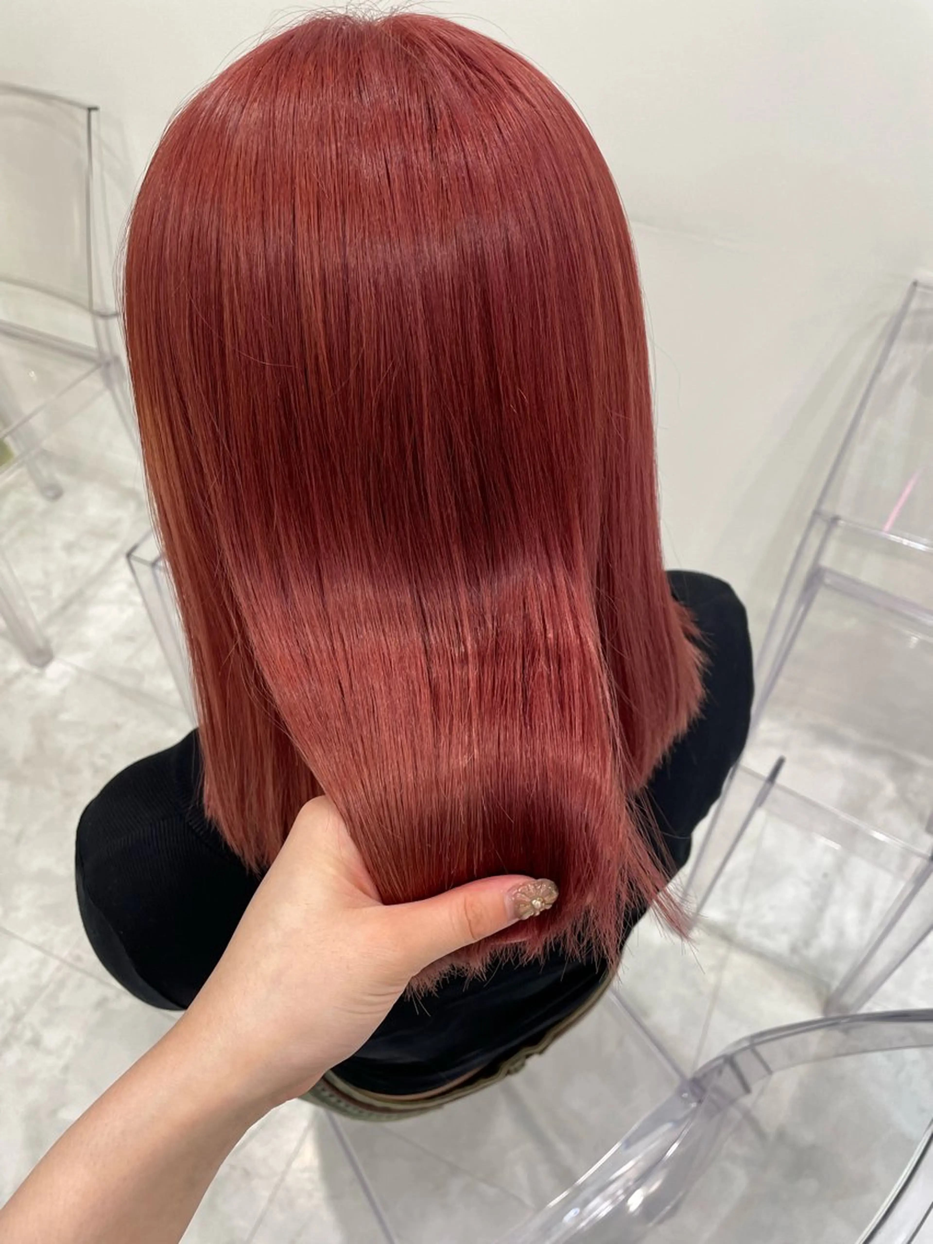 ミディアム カラー ヘアアレンジ ヘアカラー トリートメント 韓国レイヤーカット /韓国トレンドカラーのヘアスタイル