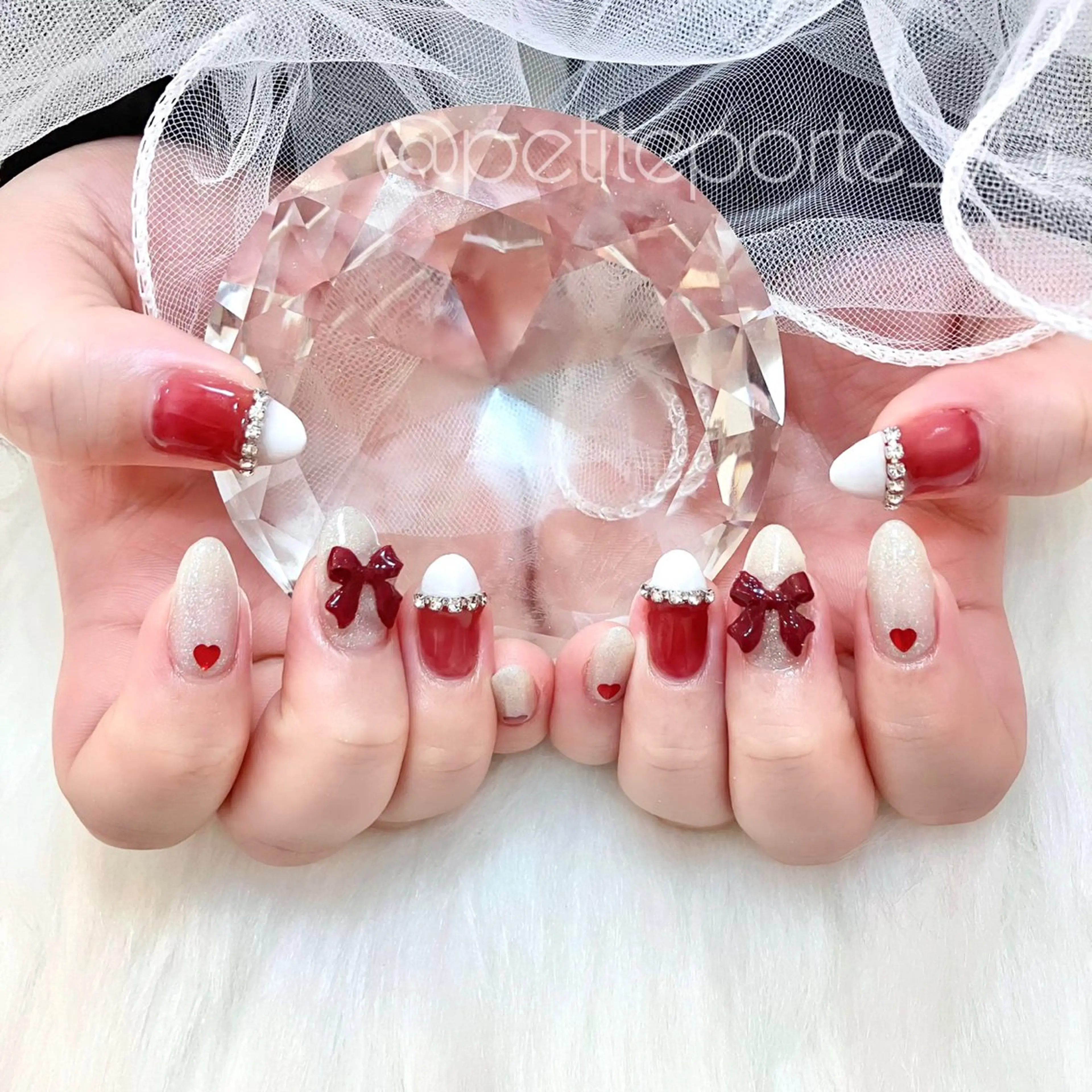 ネイル アートネイル バレンタイン ハンドネイル nailsalon petite porte所属・petite porteのネイルデザイン