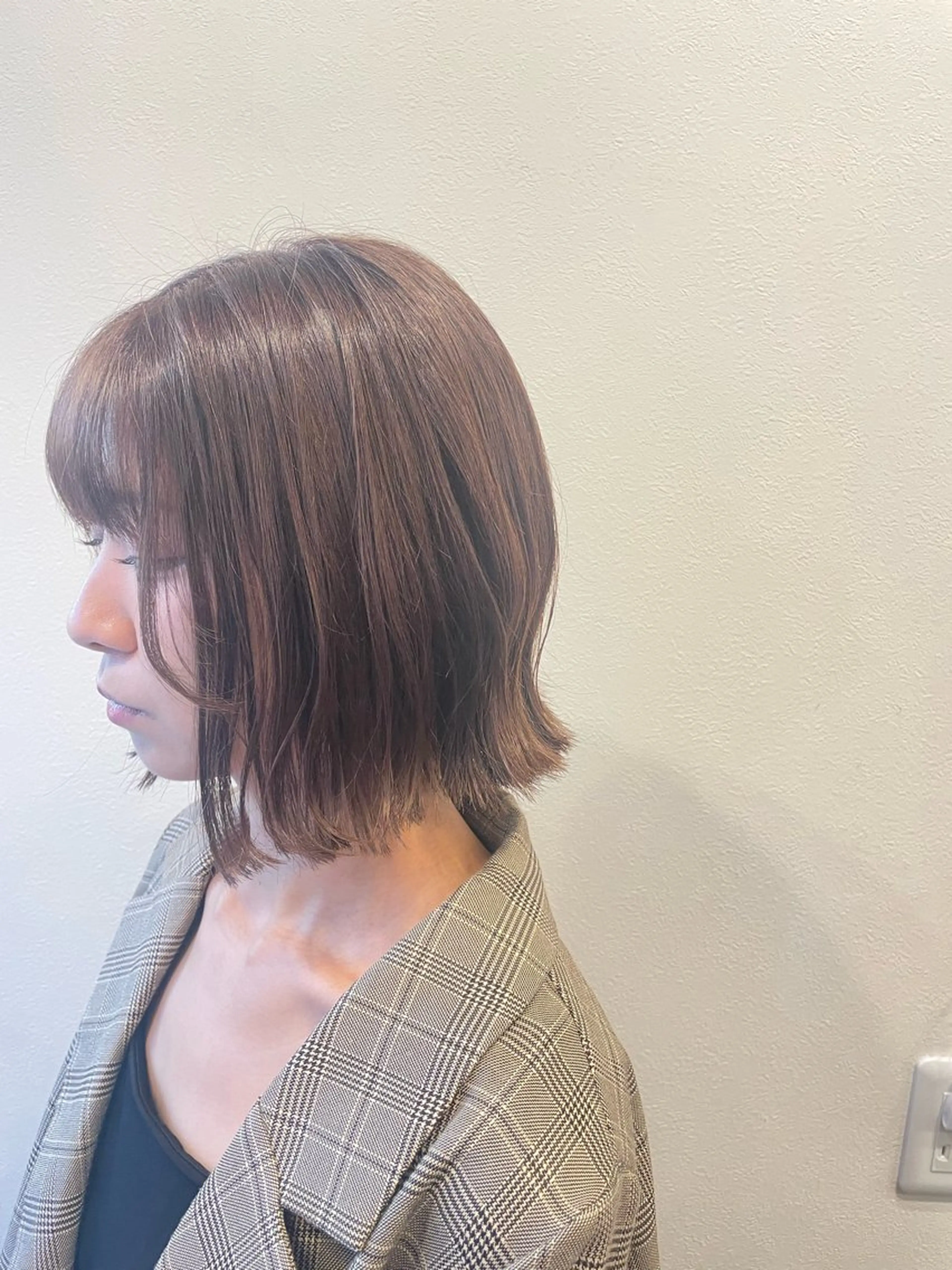 ショート カラー 切りっぱなしボブ ボブ 奈良 明日香のヘアスタイル