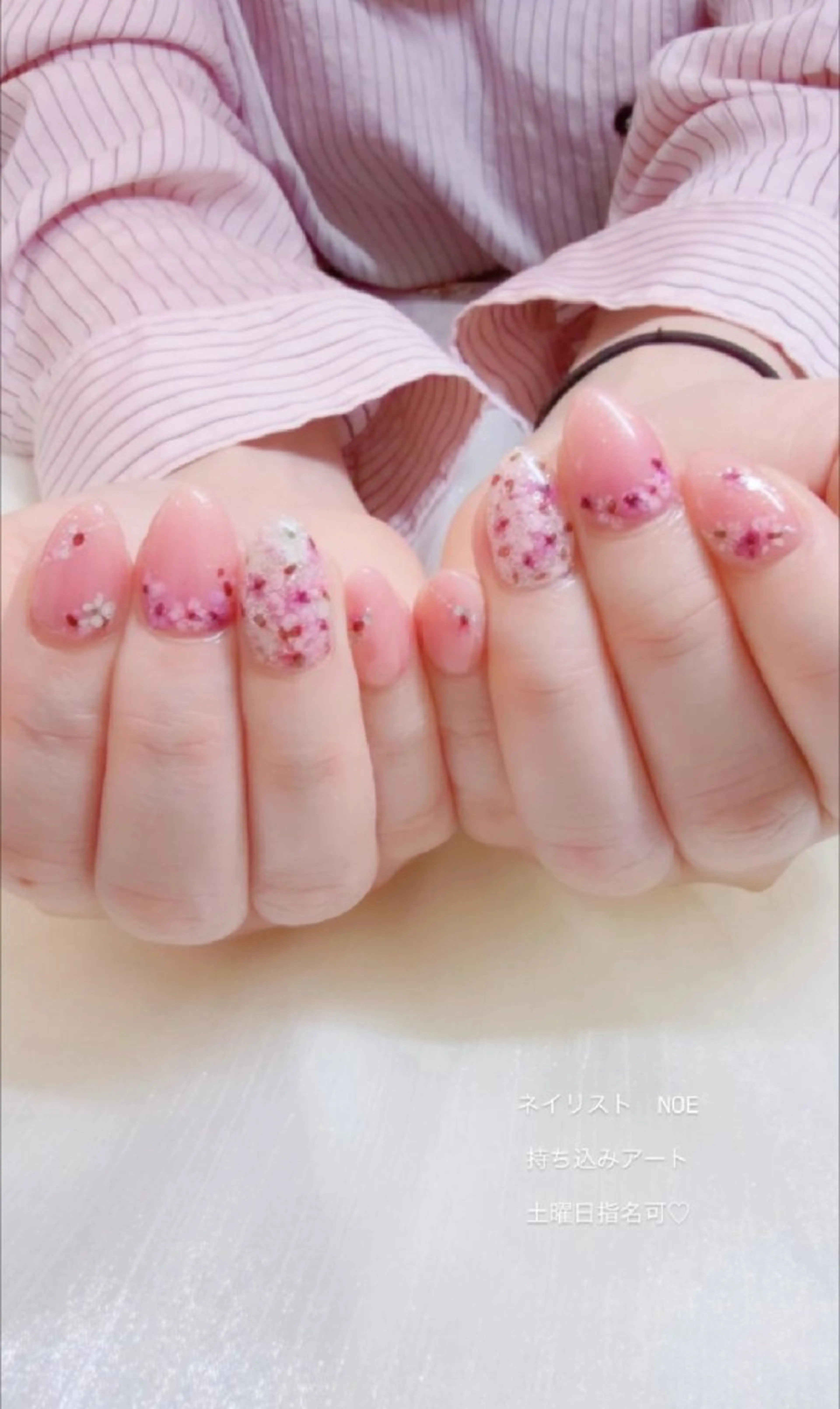 ネイル アートネイル 春ネイル ワンホンネイル ハンドネイル I LOVE ME  NAIL.｡.:*♡のネイルデザイン