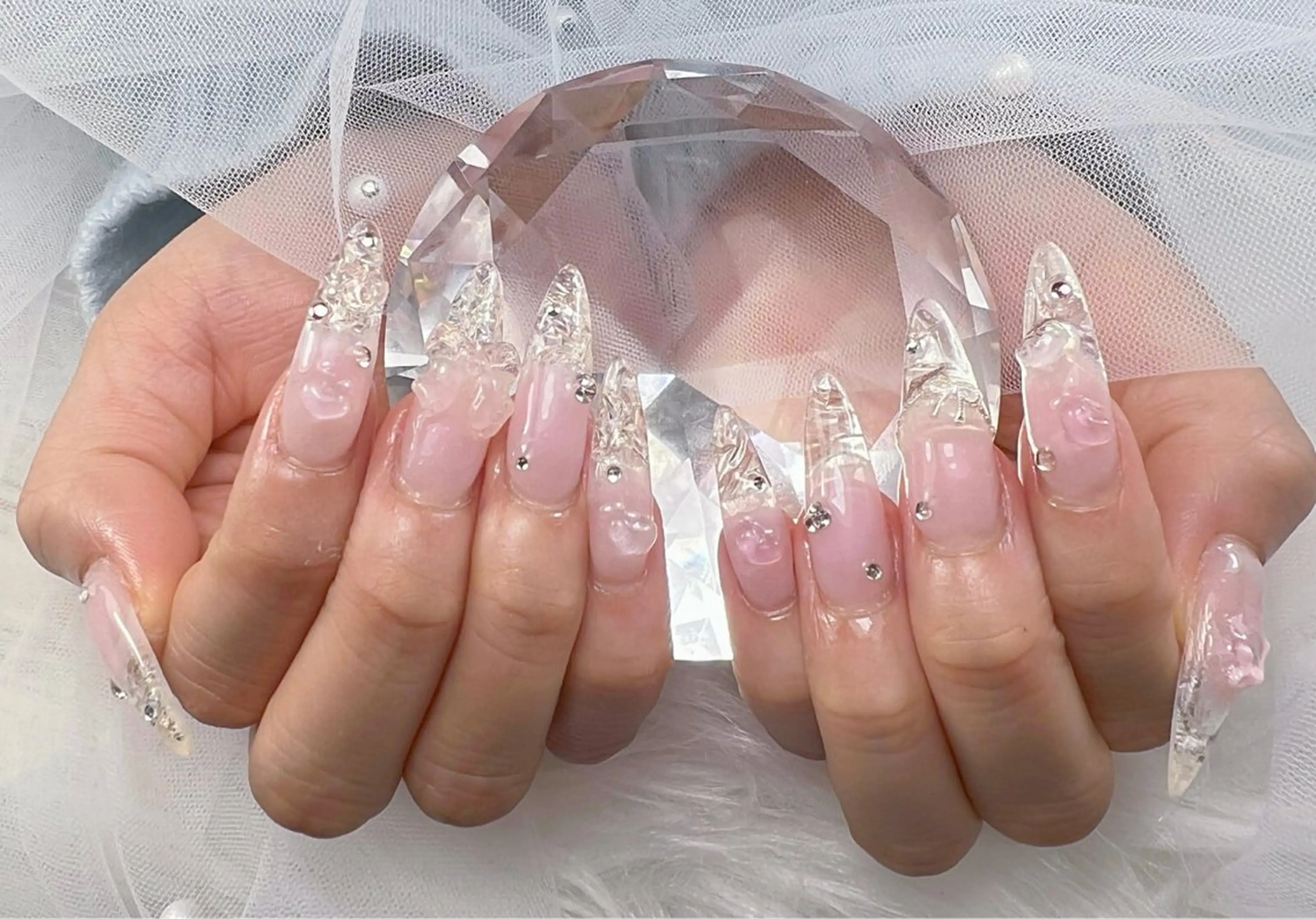 ネイル アートネイル オーロラネイル チークネイル 長さ出し フットネイル Miya_nail所属・Miya _nailのネイルデザイン