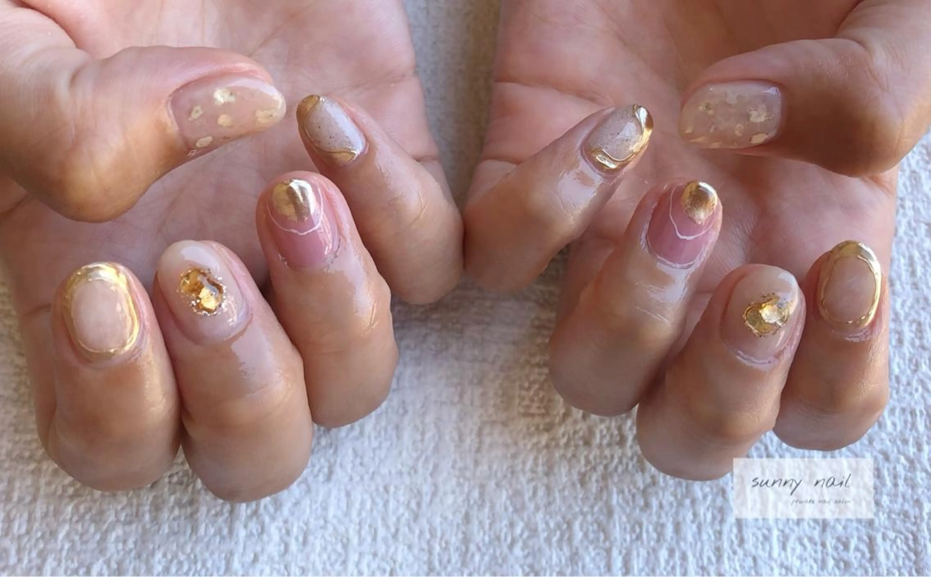 ネイル アートネイル カジュアル ジェルネイル ミラーネイル ニュアンスネイル sunny nailのネイルデザイン