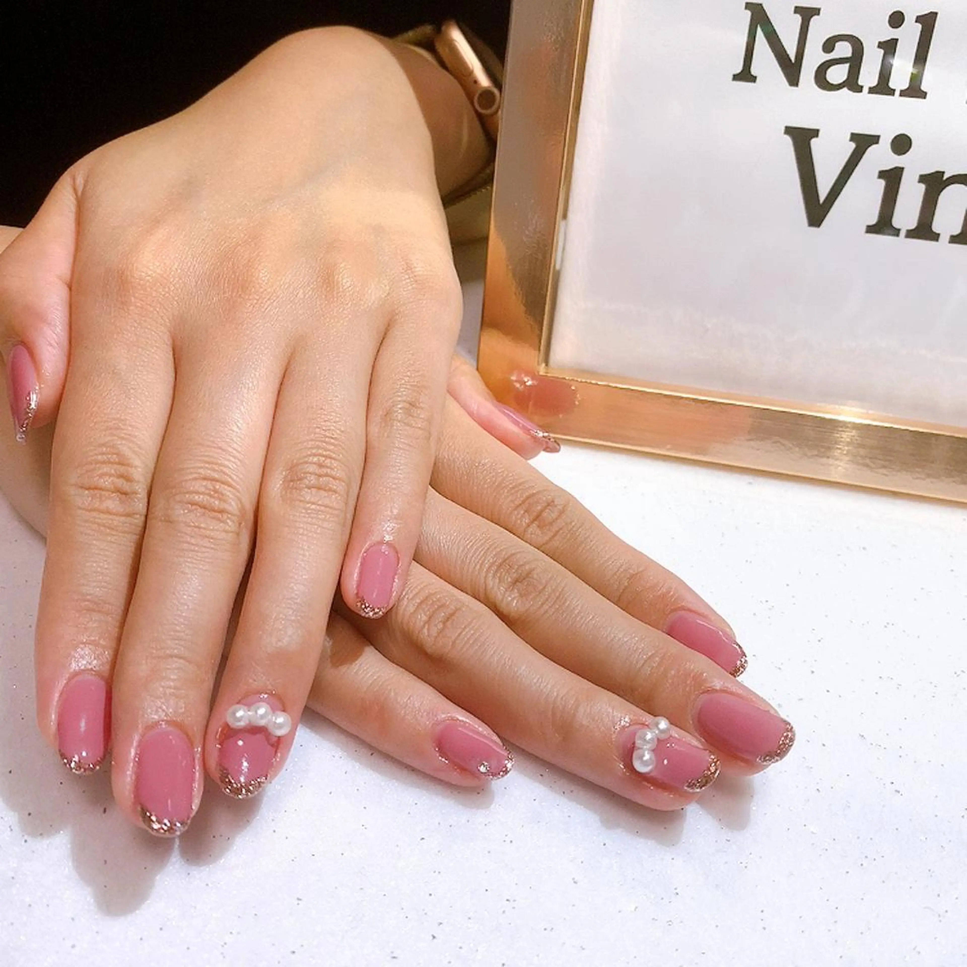 ネイル フレンチネイル ラメ(グリッター) シンプルネイル ハンドネイル ⭐️ saki⭐️のネイルデザイン