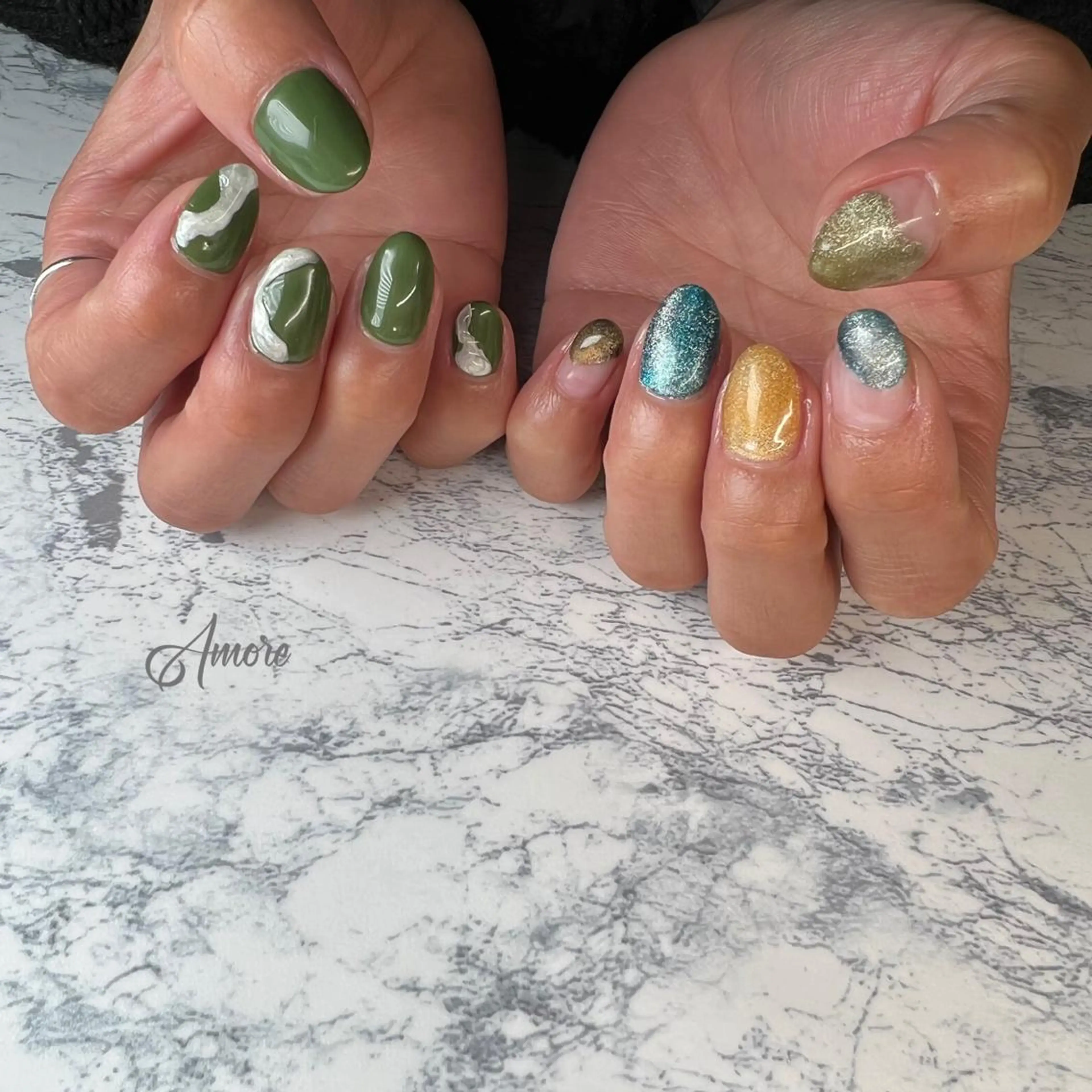 ネイル 氷ネイル・うるうるネイル マグネットネイル ミラーネイル ニュアンスネイル シンプルネイル You kyehwaのネイルデザイン