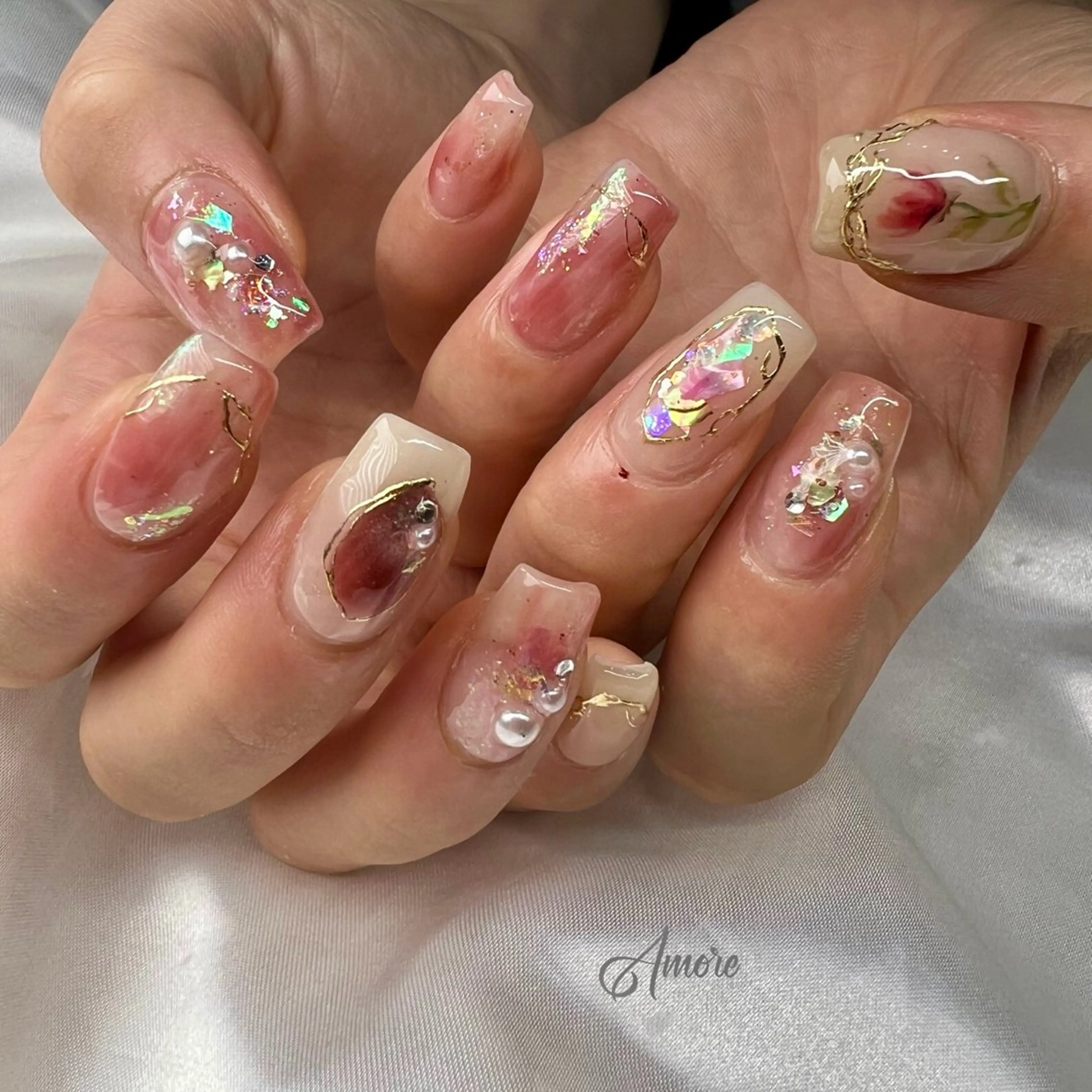 ネイル ジェルネイル キラキラネイル 韓国ネイル マグネットネイル パラジェル You kyehwaのネイルデザイン