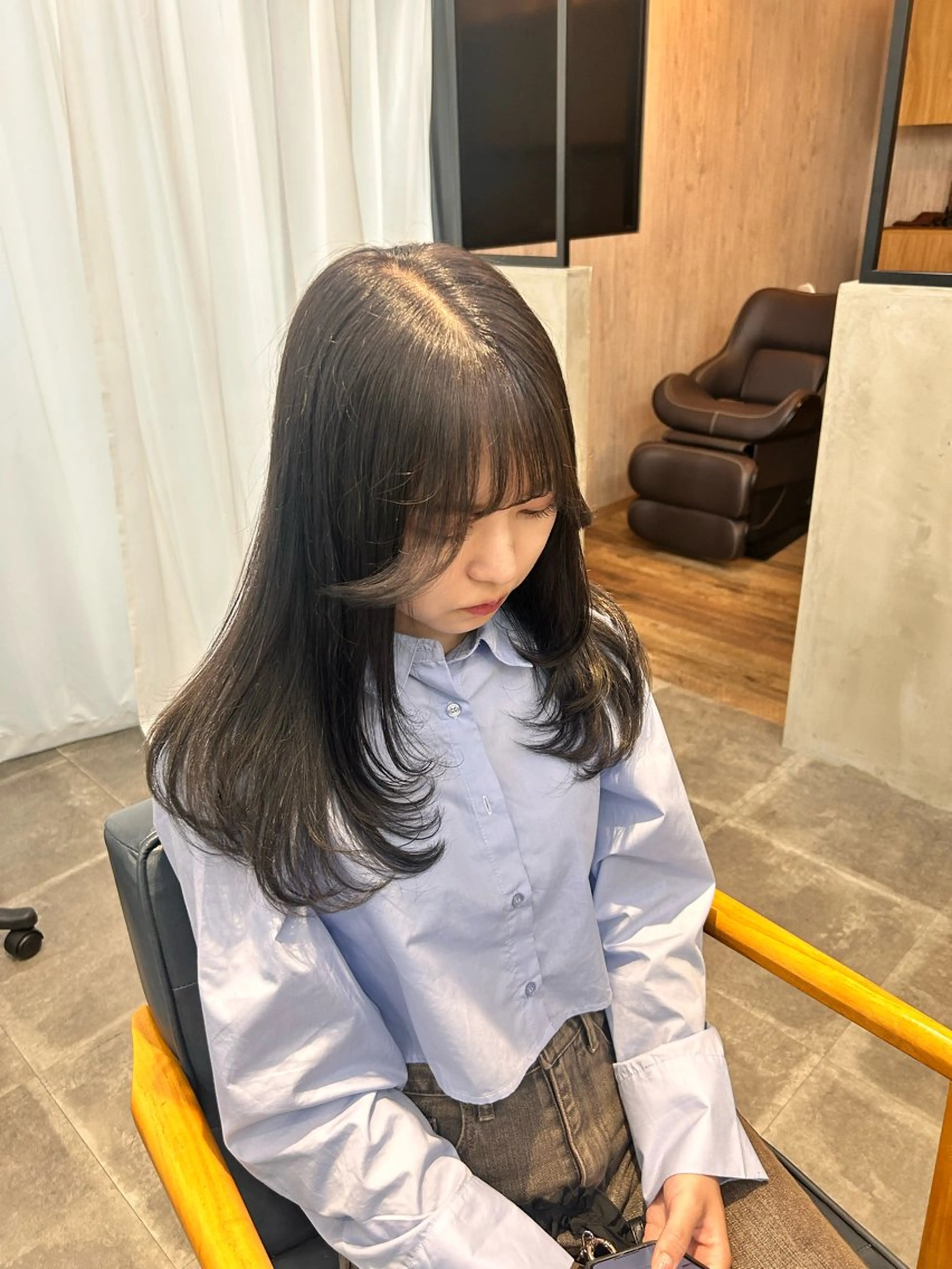 セミロング カラー 韓国×髪質改善カラー 💎hinaのヘアスタイル