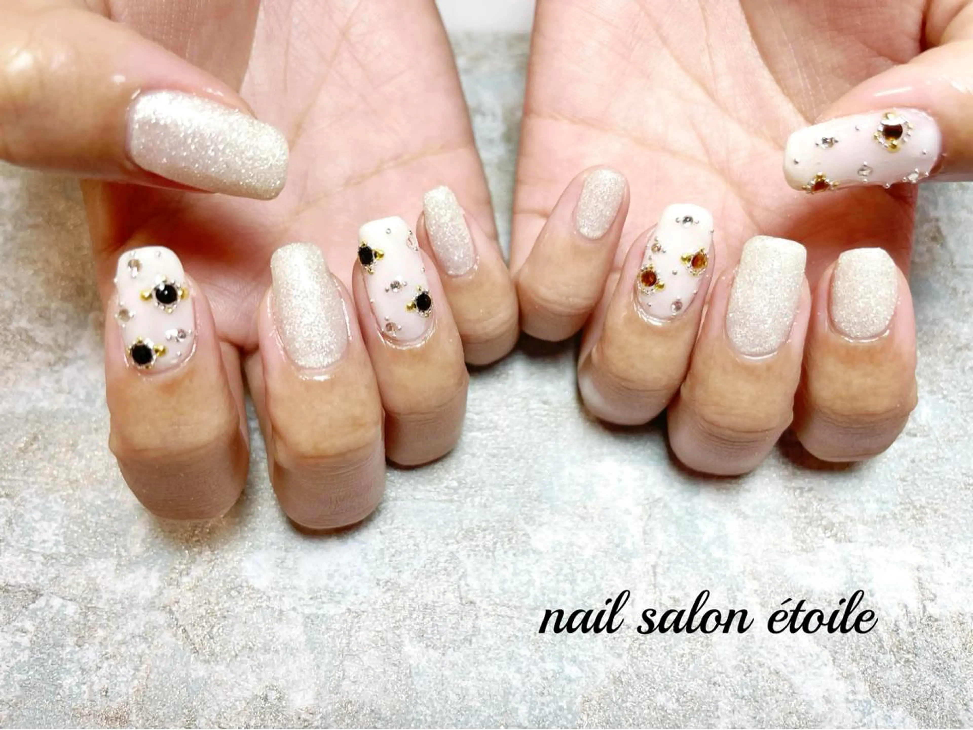 ネイル アートネイル ジェルネイル キラキラネイル ラメ(グリッター) ストーンネイル ハンドネイル nail salon étoileのネイルデザイン