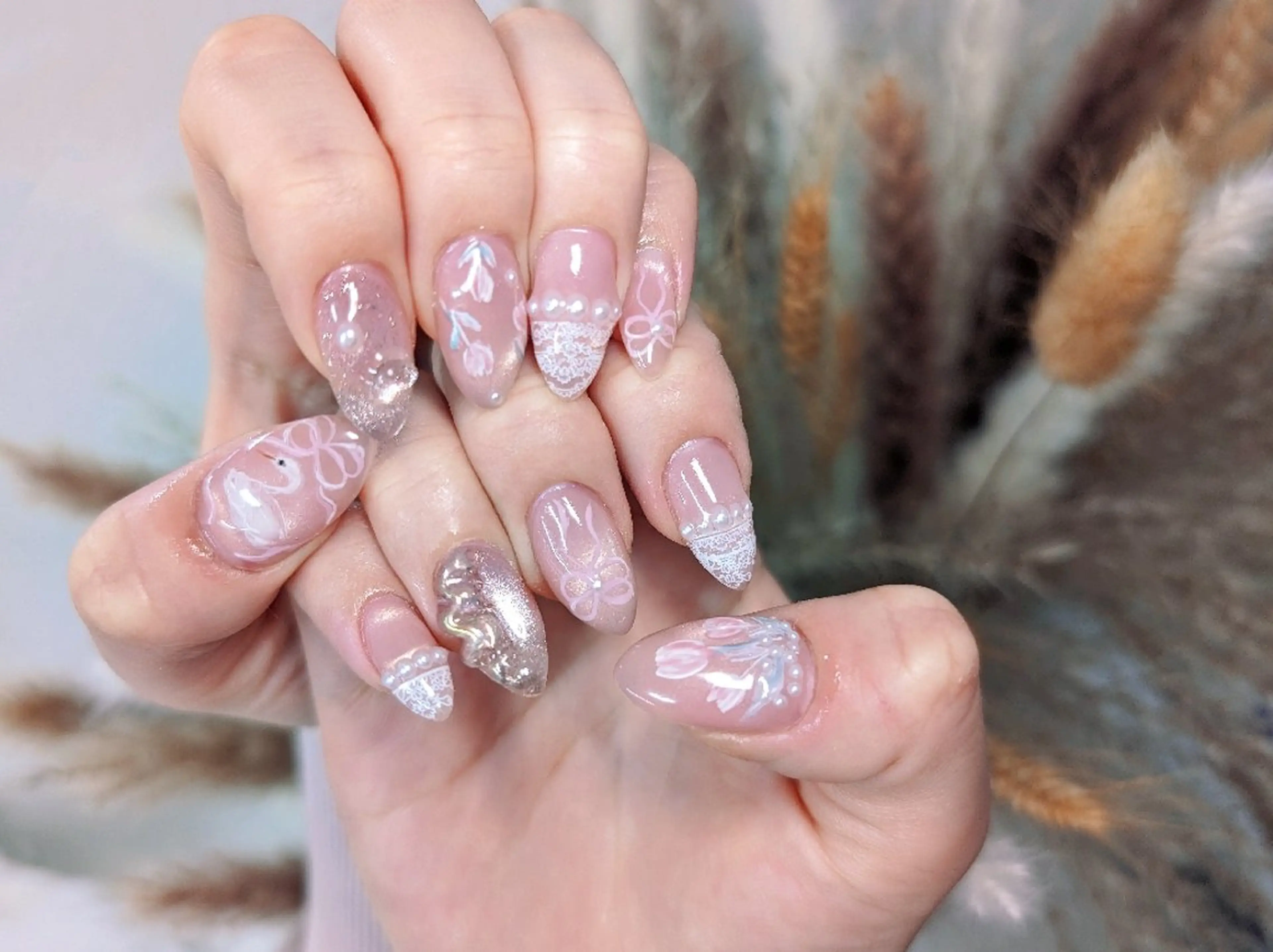 ネイル チークネイル 長さ出し フラッシュネイル ジェルネイル キラキラネイル Chouette Nailのネイルデザイン