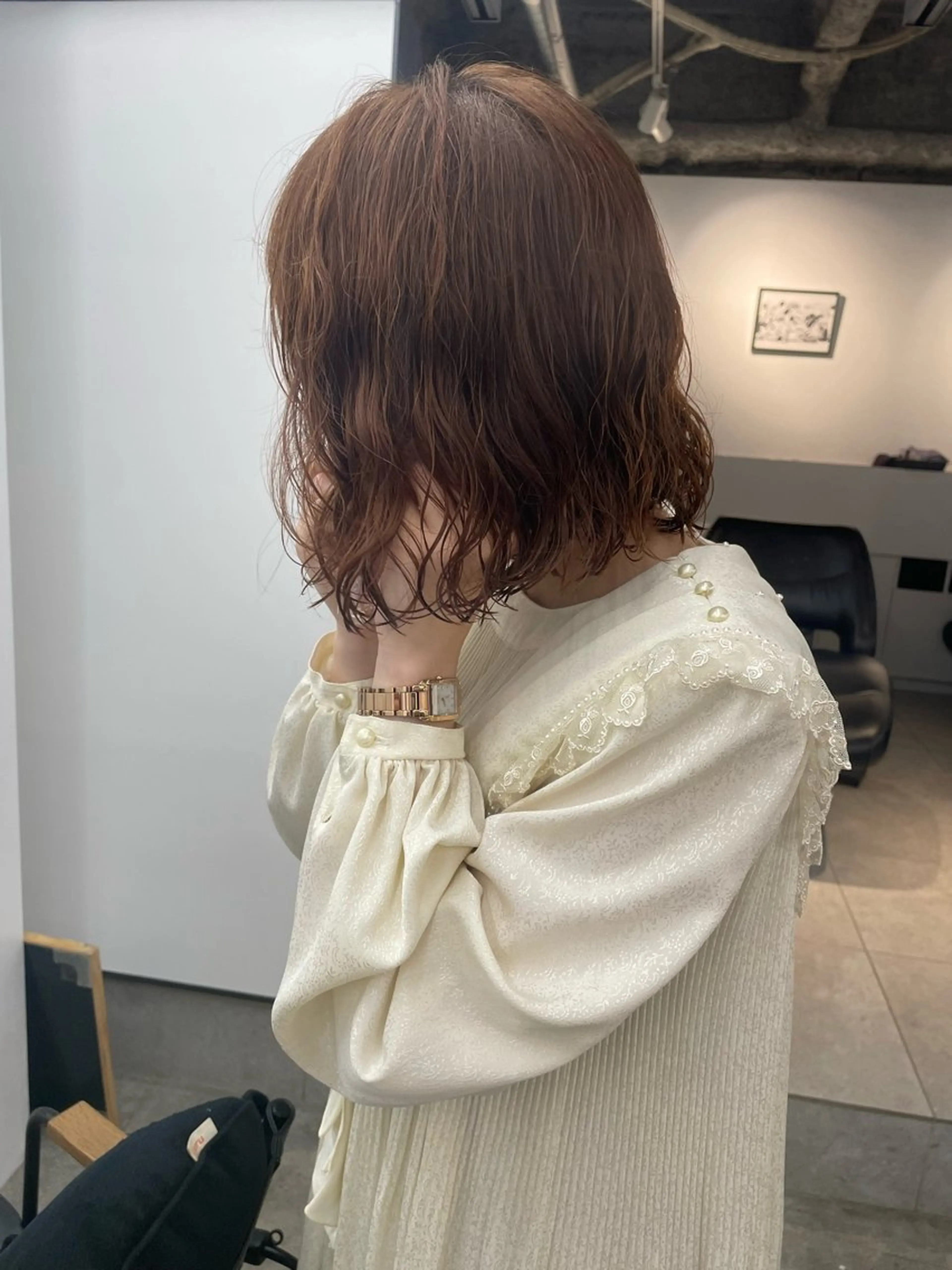 ミディアム パーマ ミディアムパーマ ボブ カット パーマ パーマ、ボブ、透明感 カラー、小須田ゆあのヘアスタイル