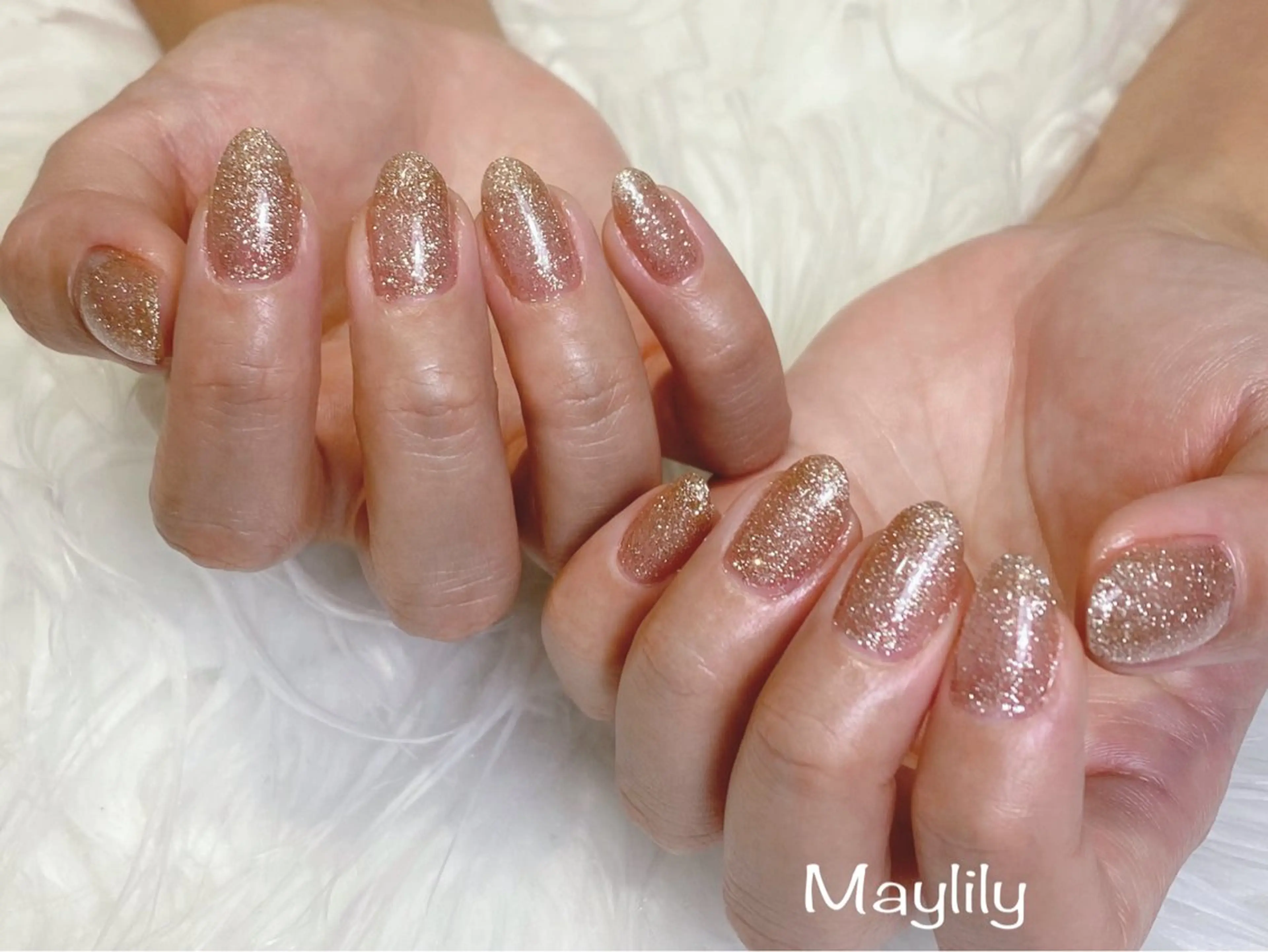 ネイル フラッシュネイル キラキラネイル ラメ(グリッター) ワンカラーネイル ハンドネイル Nail salon Maylily所属・Nail salon Maylilyのネイルデザイン