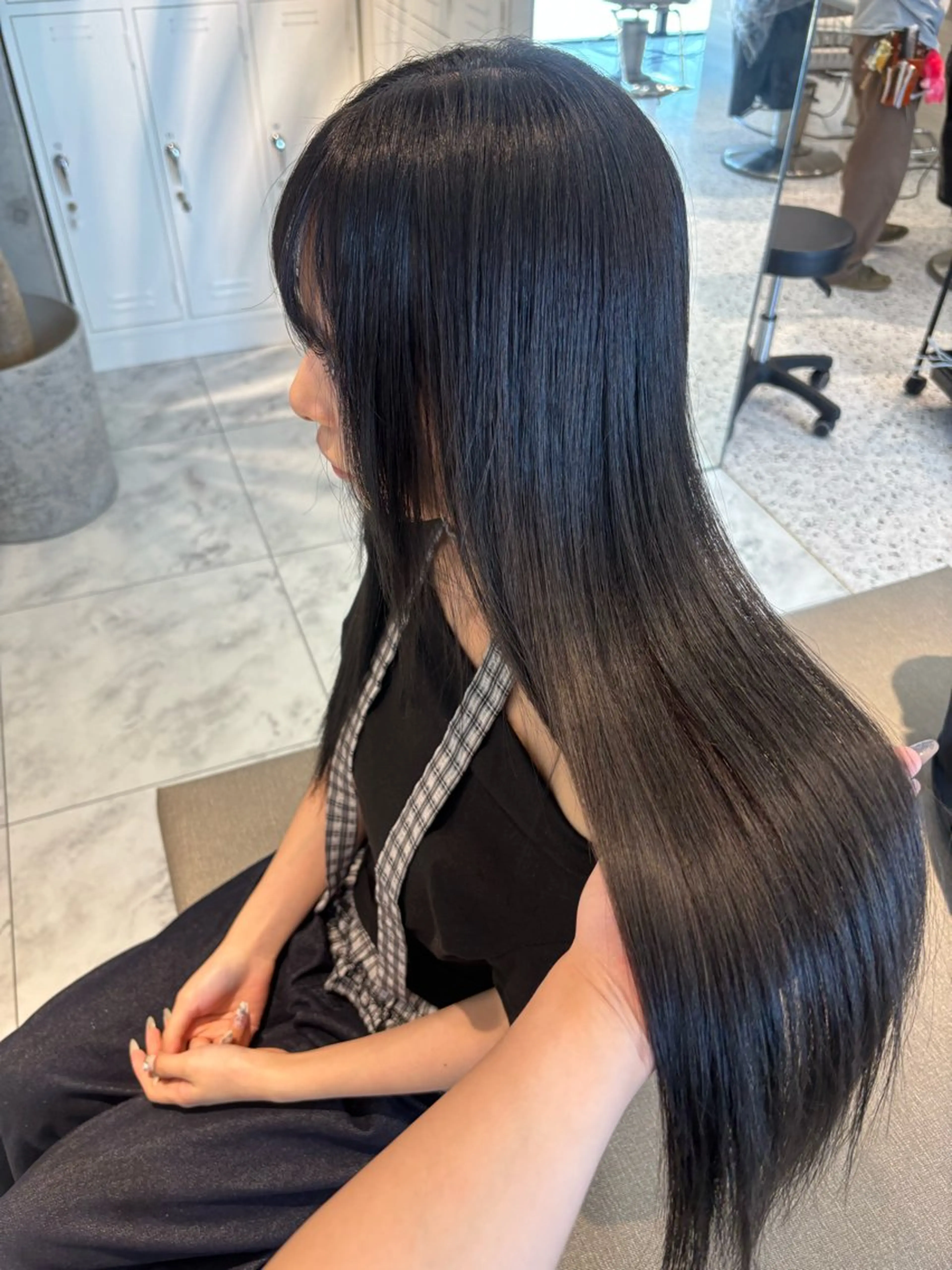 ミディアム 縮毛矯正 トリートメント rina／ベージュ ワンホン/韓国ヘアのヘアスタイル