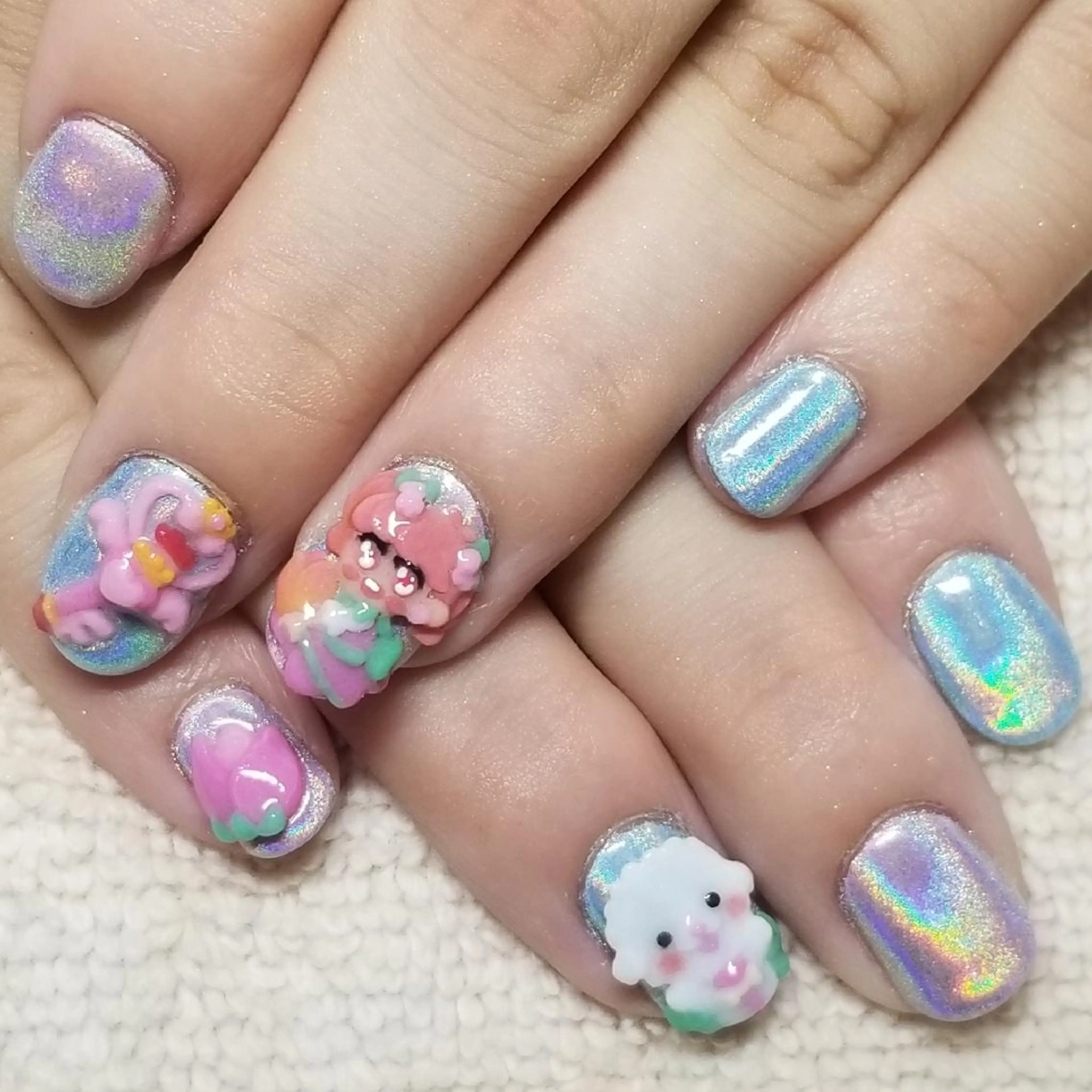 ネイル 水色 ピンク ハンドネイル よしだ ひろきのネイルデザイン