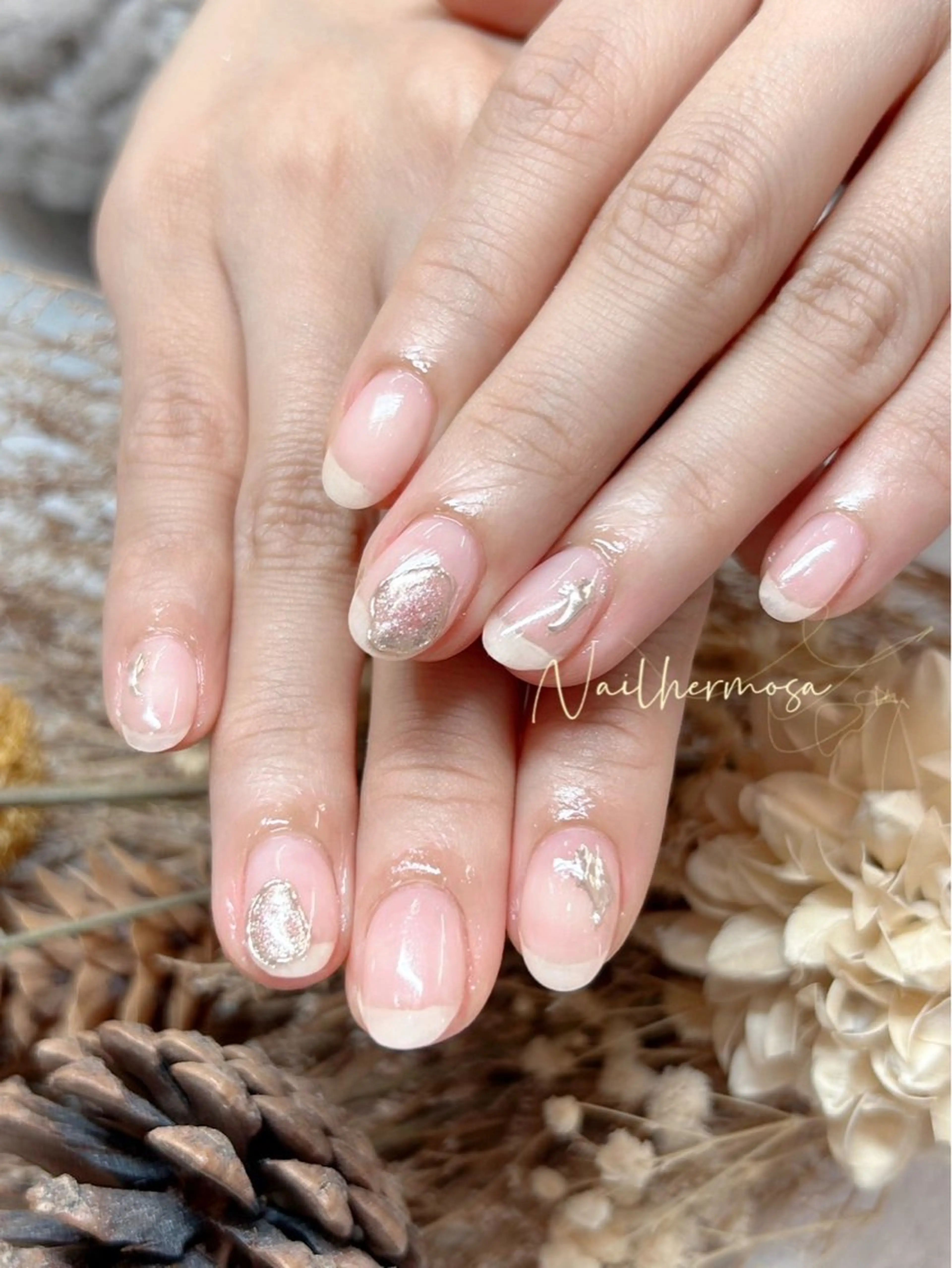 ネイル 長さ出し フラッシュネイル フットネイル ジェルネイル マグネットネイル ハンドネイル エルモサ YURIKAのネイルデザイン