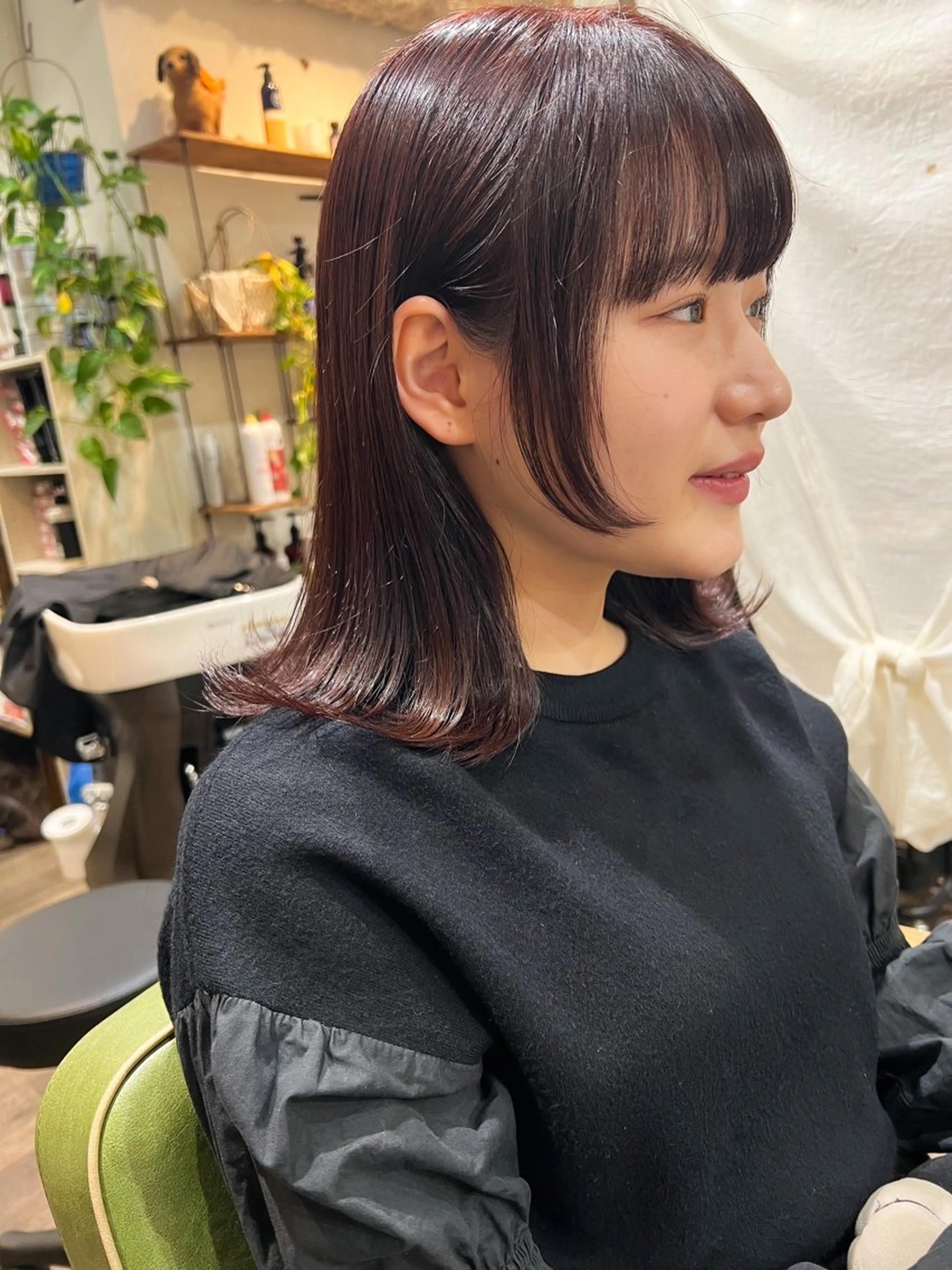 ミディアム カラー ブリーチ ブリーチなしカラー レッドカラー カラーパティシエ facce🌼ikoのヘアスタイル