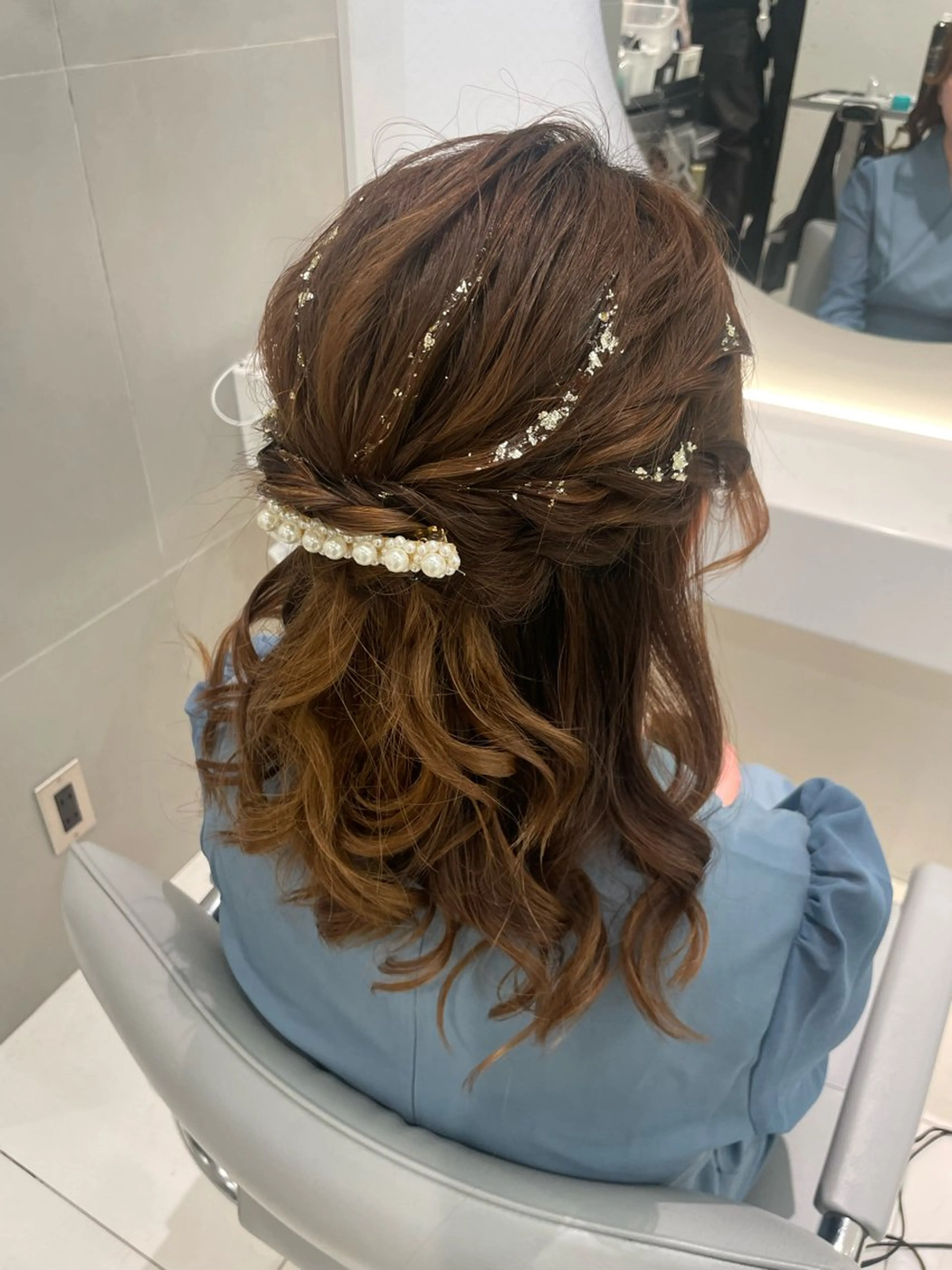 ヘアアレンジ ハーフアップ 結婚式・ブライダル ヘアセット ヘアセット🎀耳つぼ 👂💎MONAMIのヘアスタイル