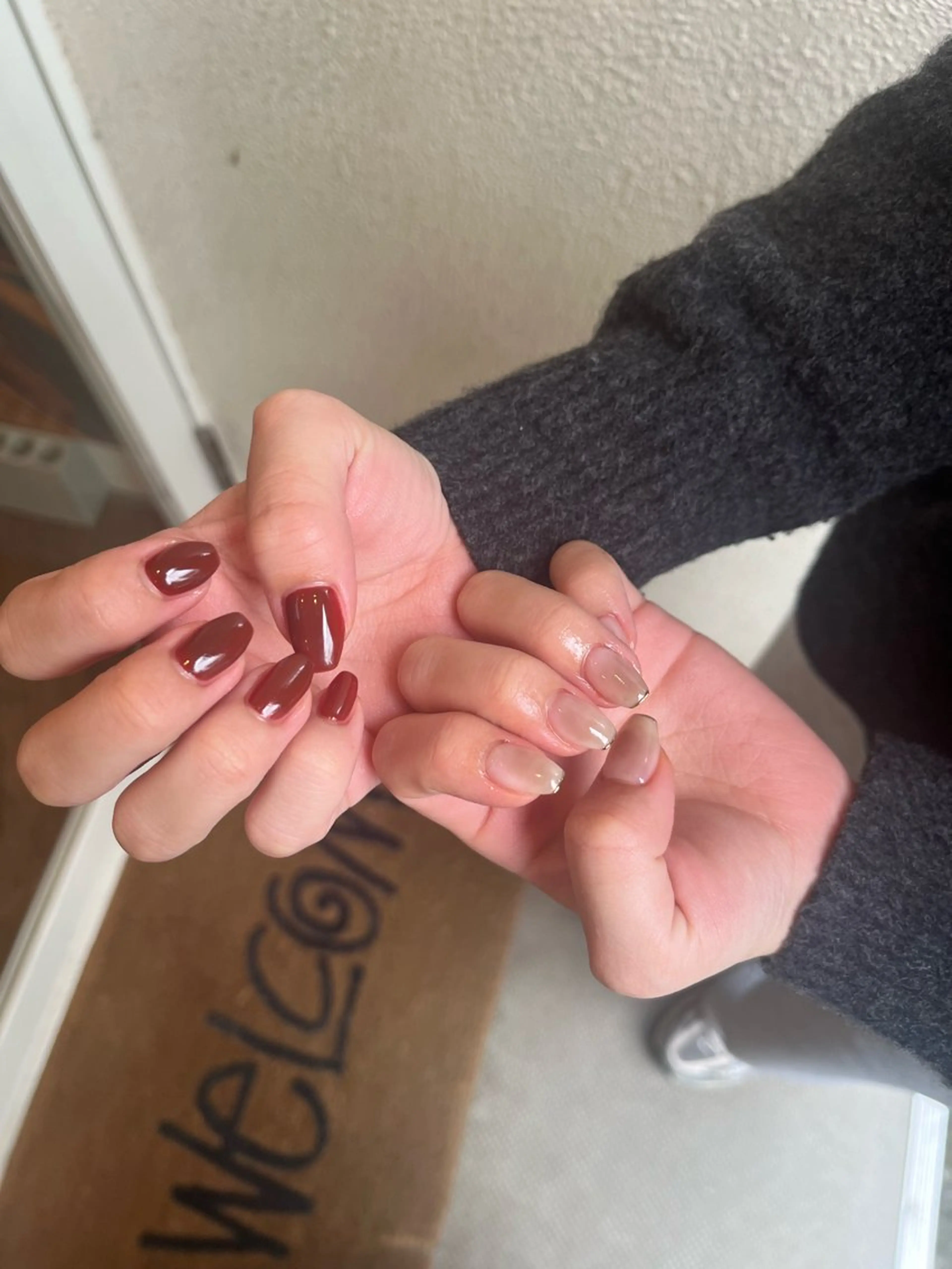 ネイル ボルドー 持ち込み ハンドネイル AT.1011(アトリエテンイレブン)所属・AT.1011 (ハルカ)のネイルデザイン